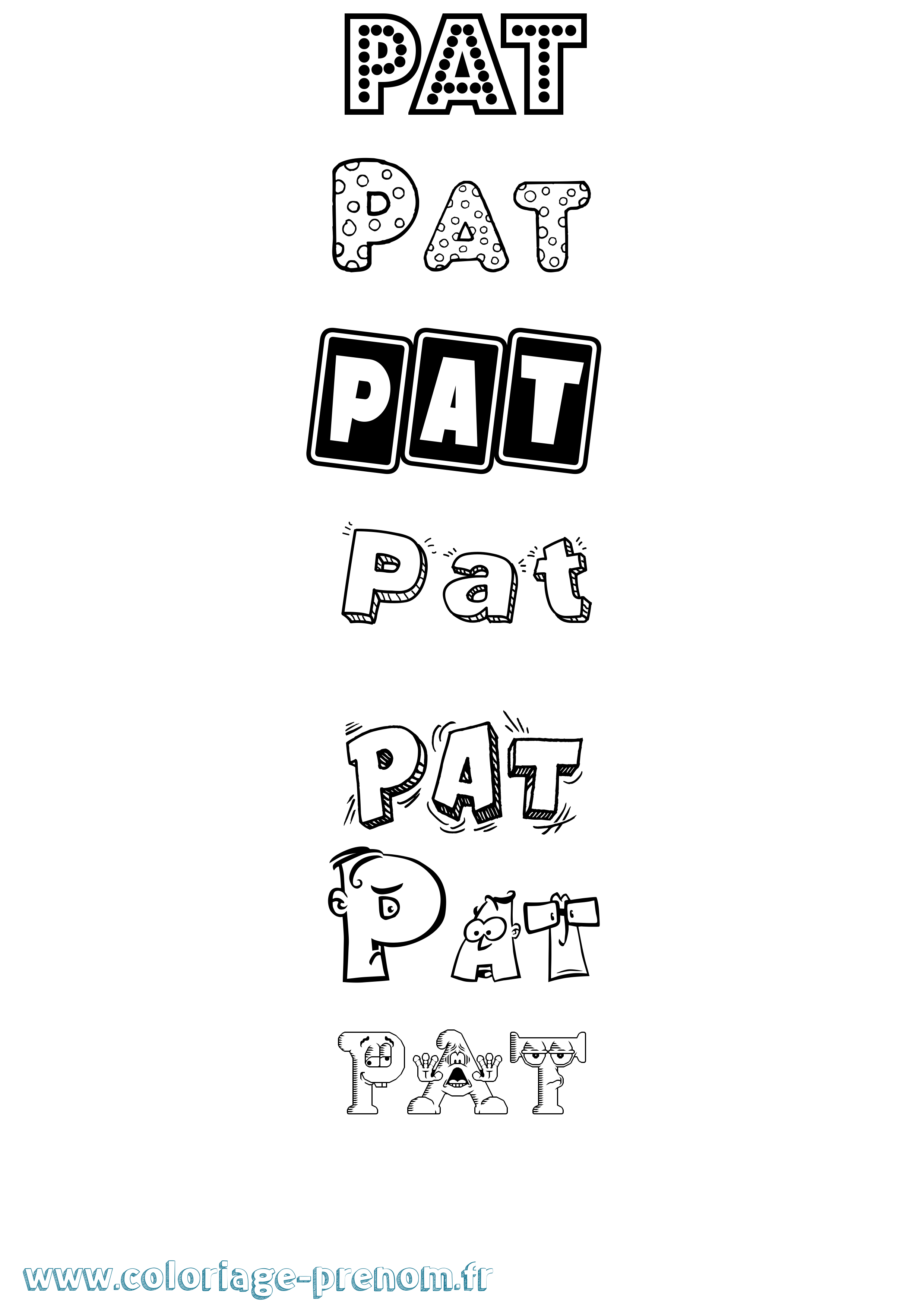 Coloriage prénom Pat Fun