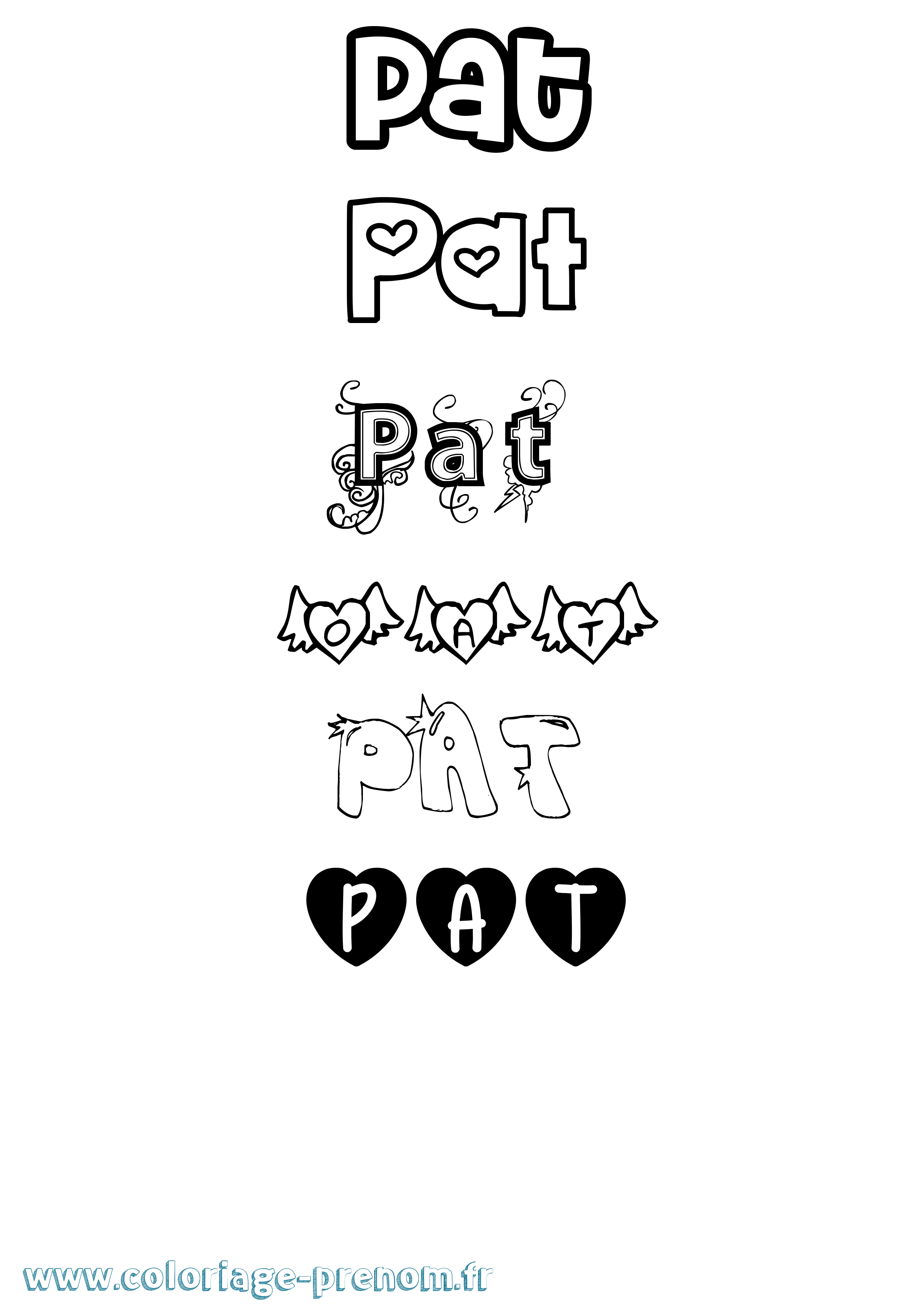 Coloriage prénom Pat Girly