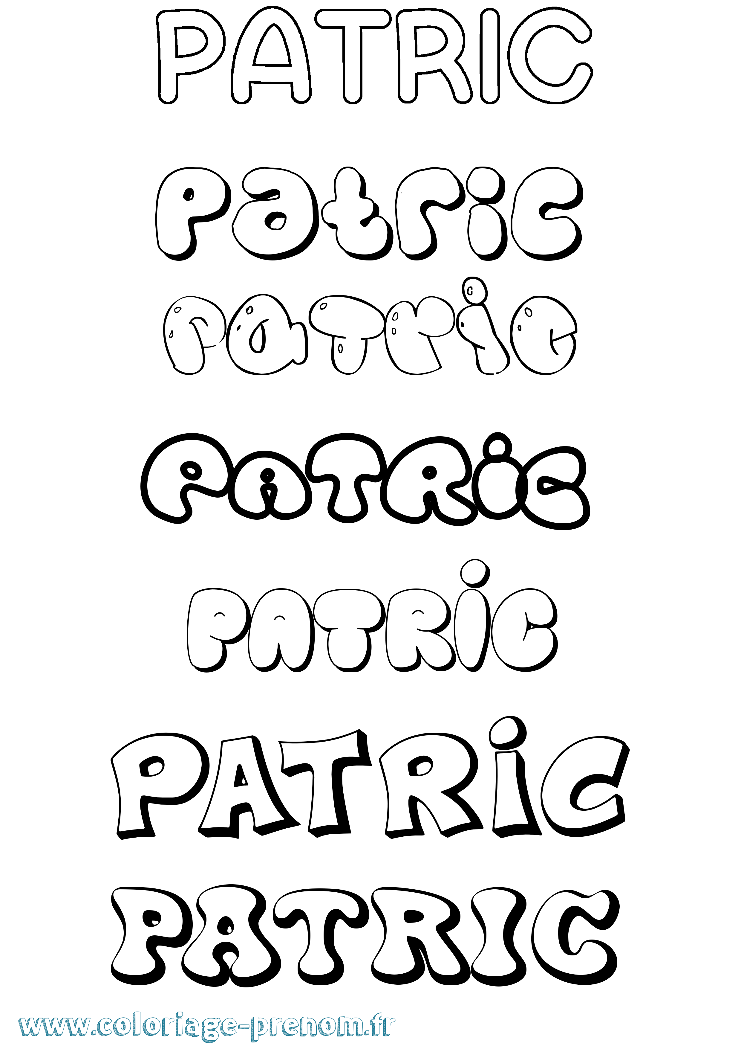 Coloriage prénom Patric Bubble