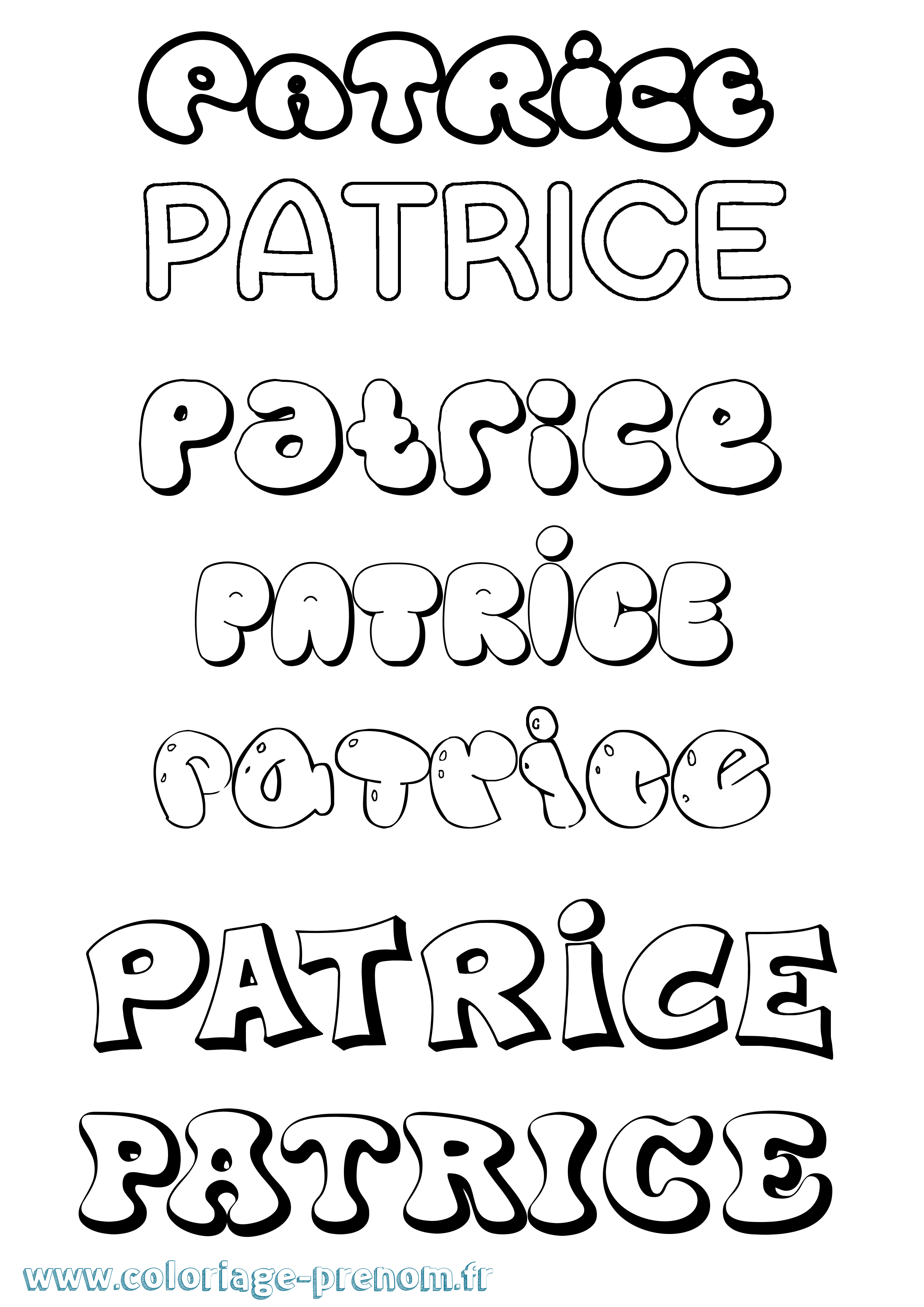 Coloriage prénom Patrice Bubble