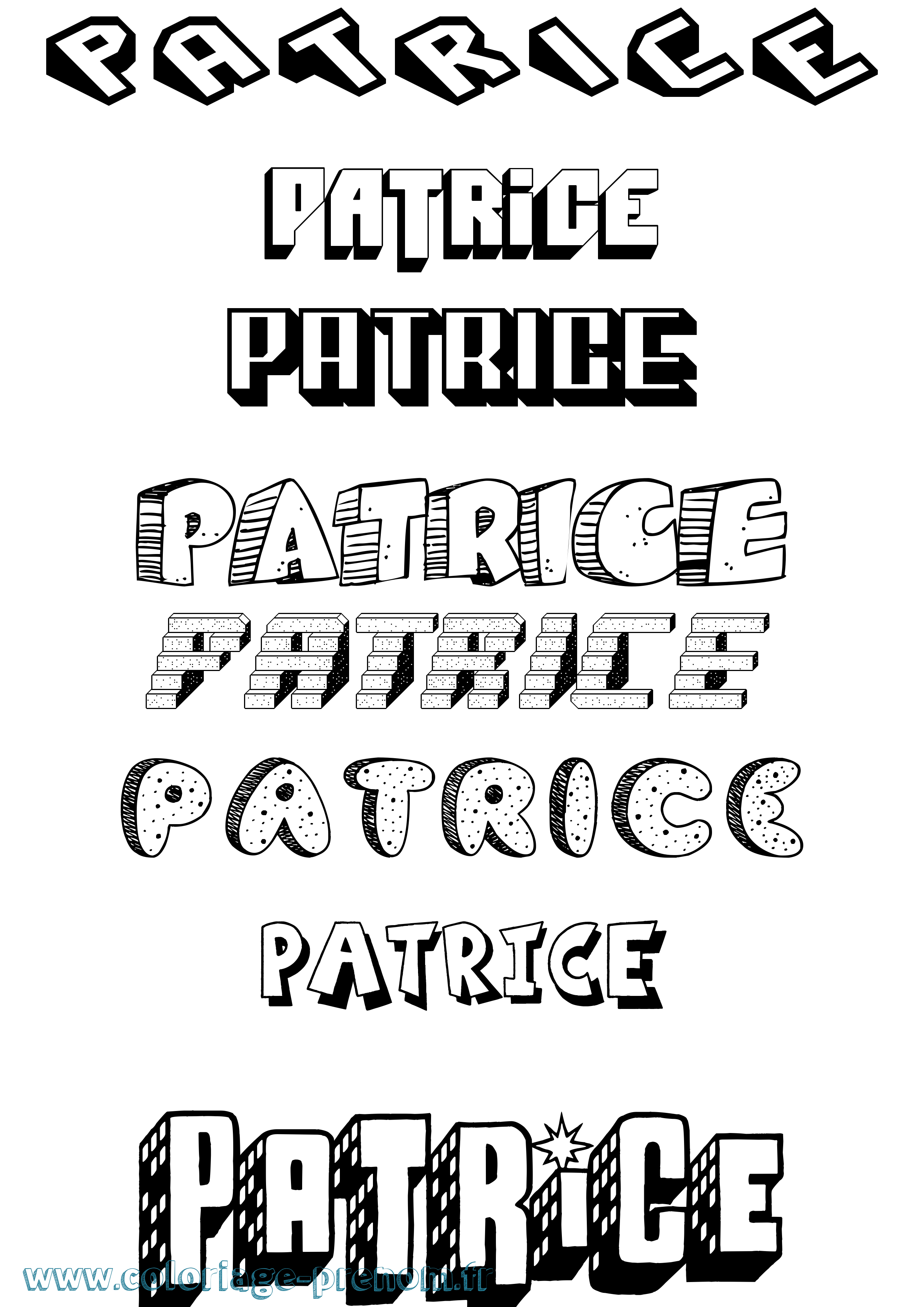 Coloriage prénom Patrice Effet 3D