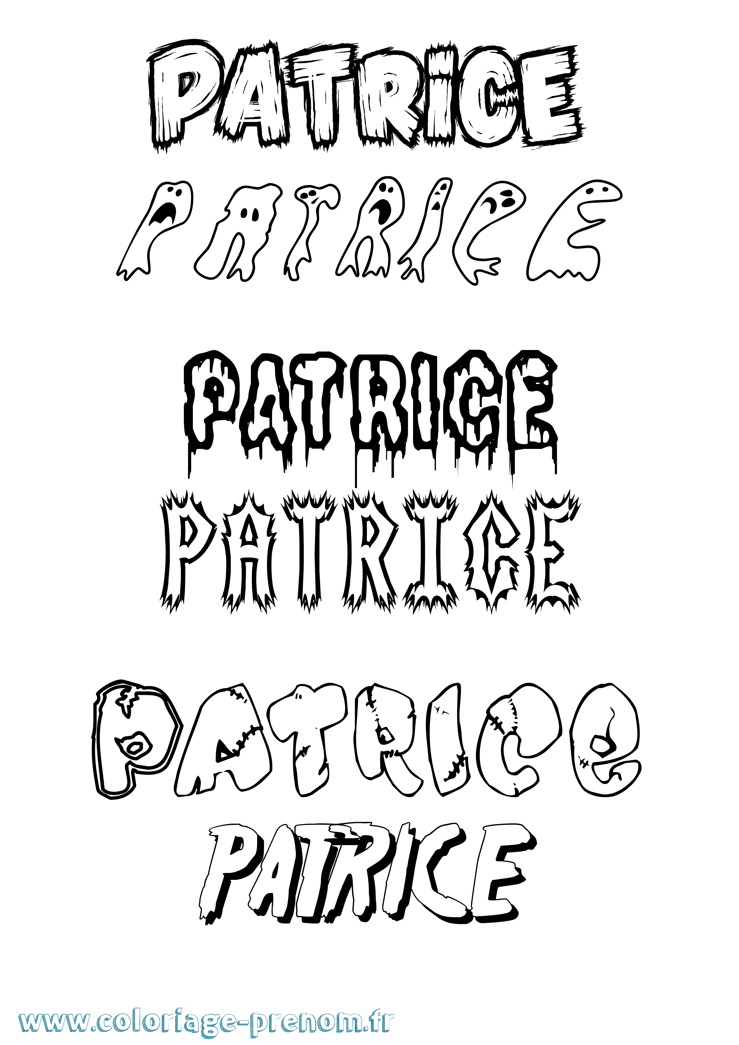 Coloriage prénom Patrice Frisson