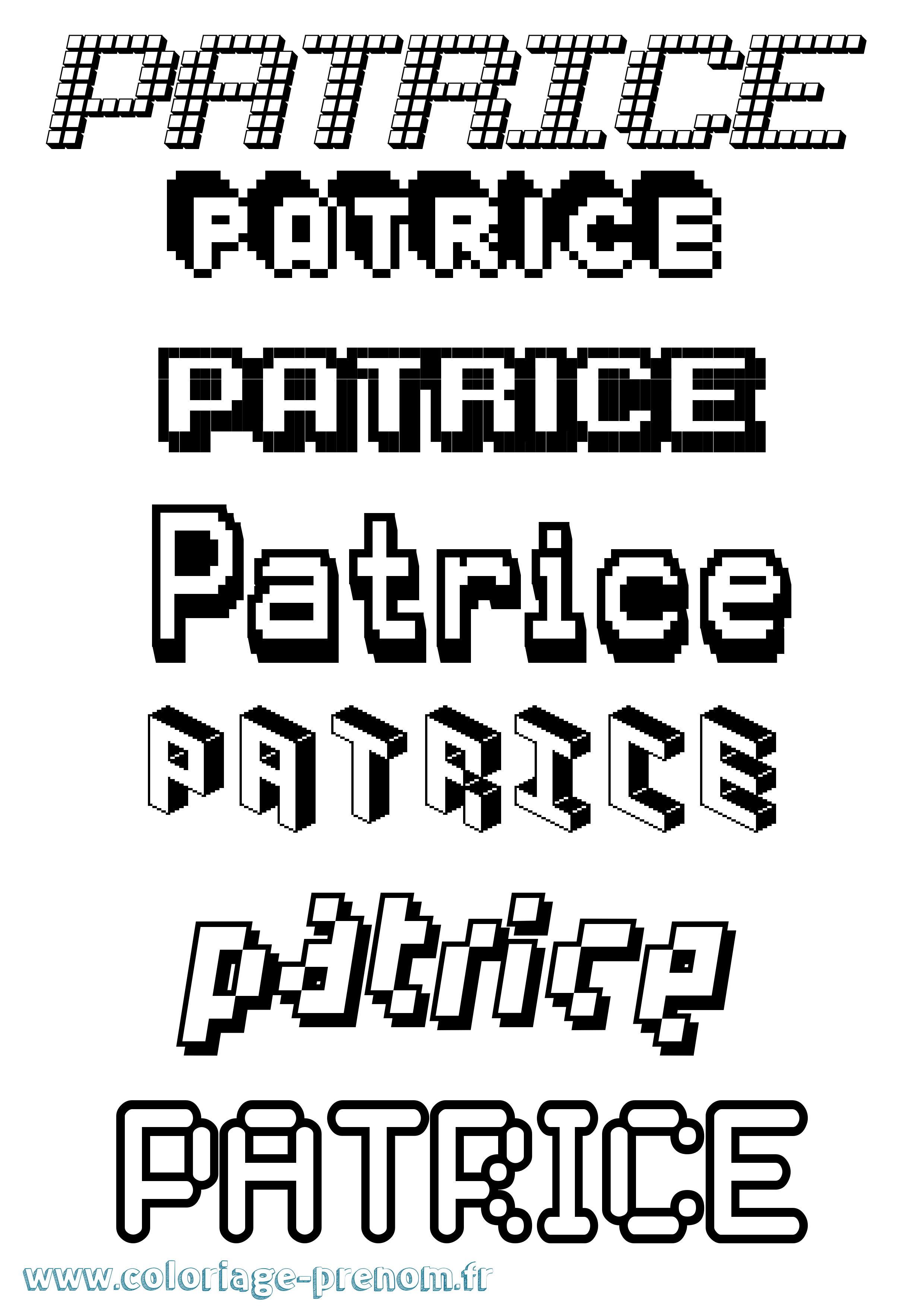 Coloriage prénom Patrice Pixel