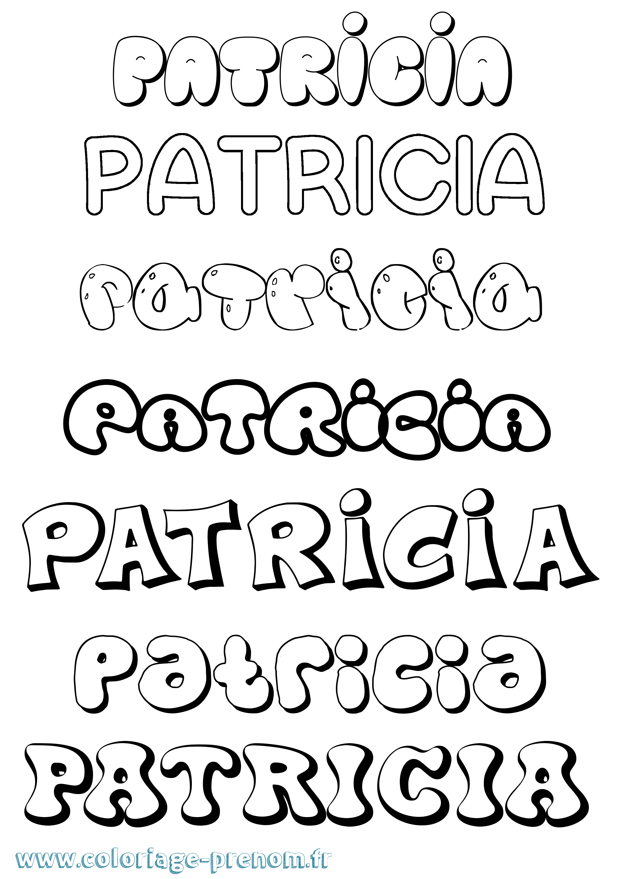 Coloriage Patricia Bubble Coloriage prénom Patricia Bubble