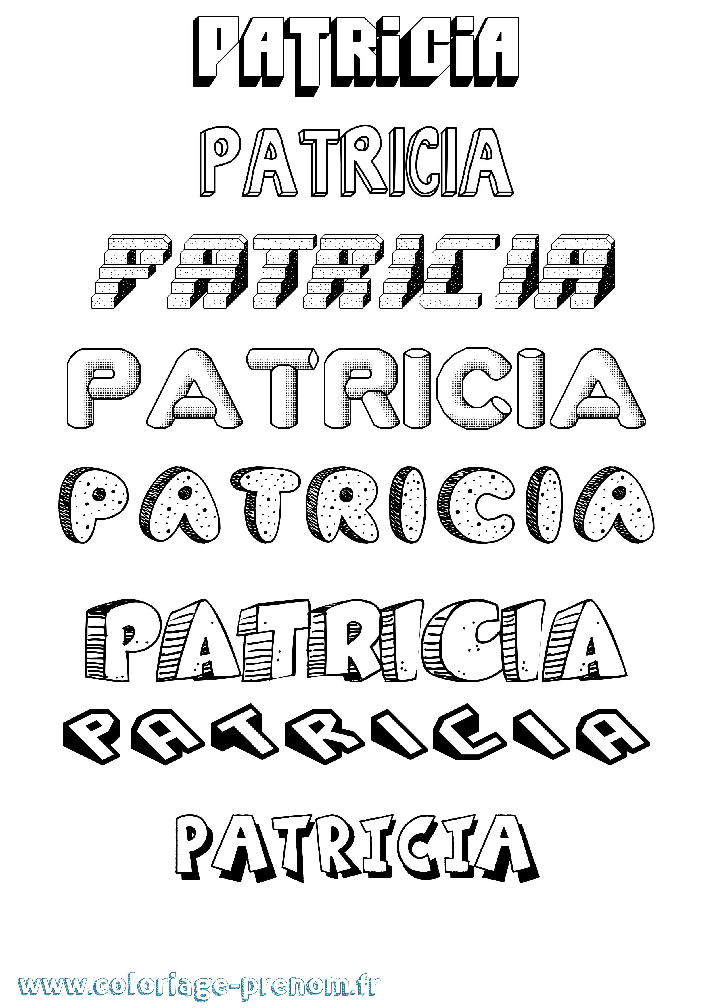 Coloriage Patricia Effet 3D Coloriage prénom Patricia Effet 3D