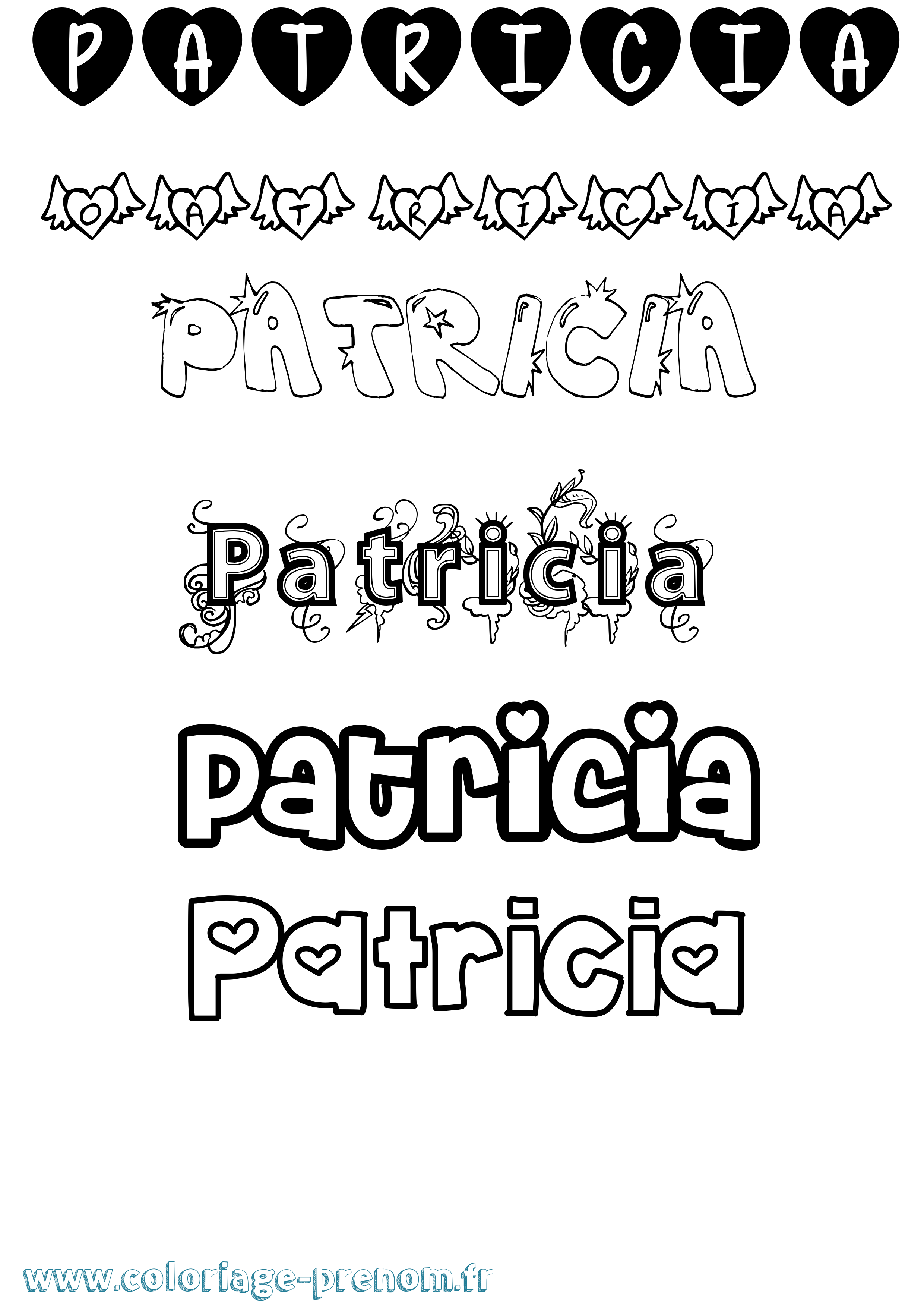 Coloriage Patricia Girly Coloriage prénom Patricia Girly