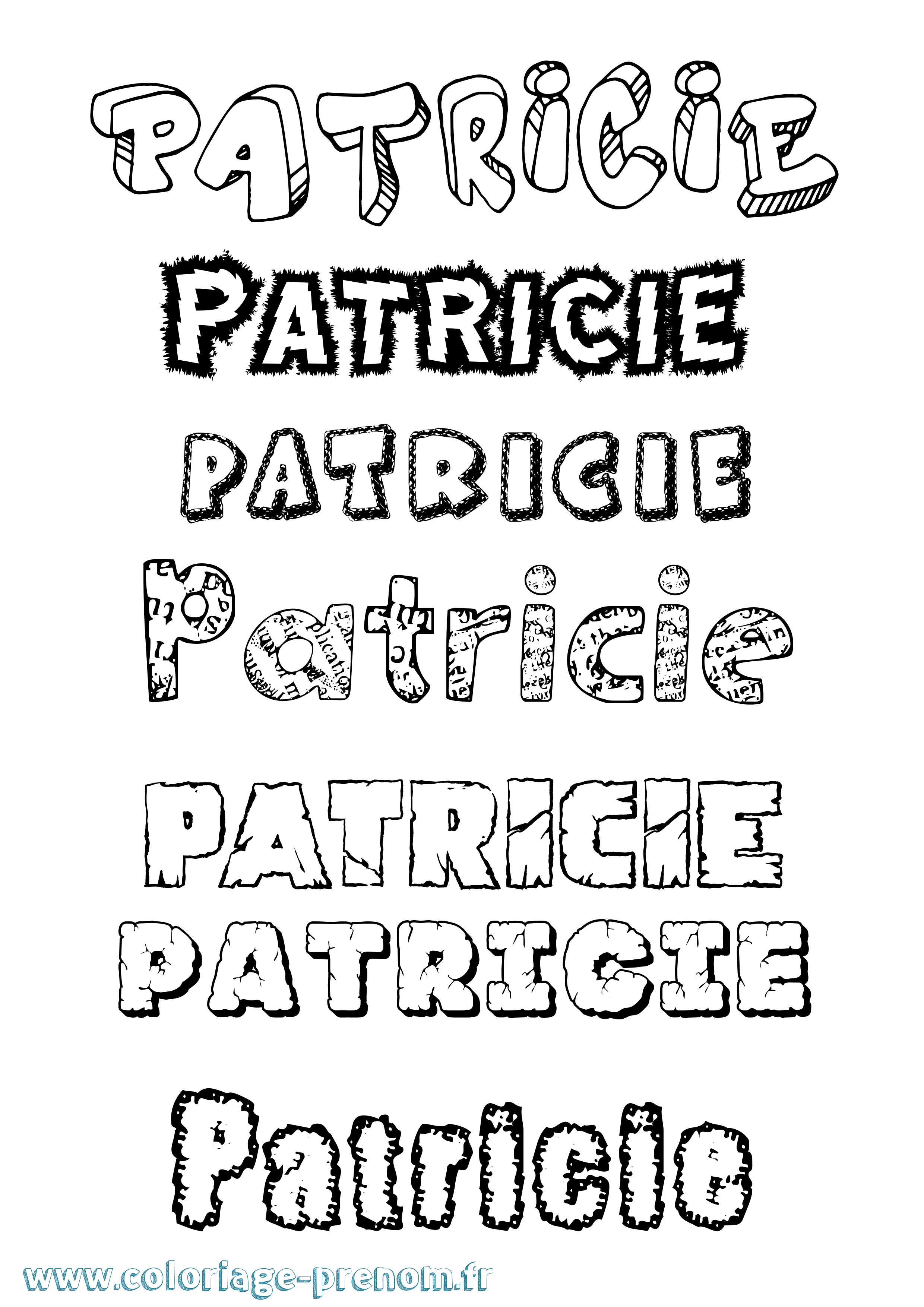 Coloriage prénom Patricie Destructuré