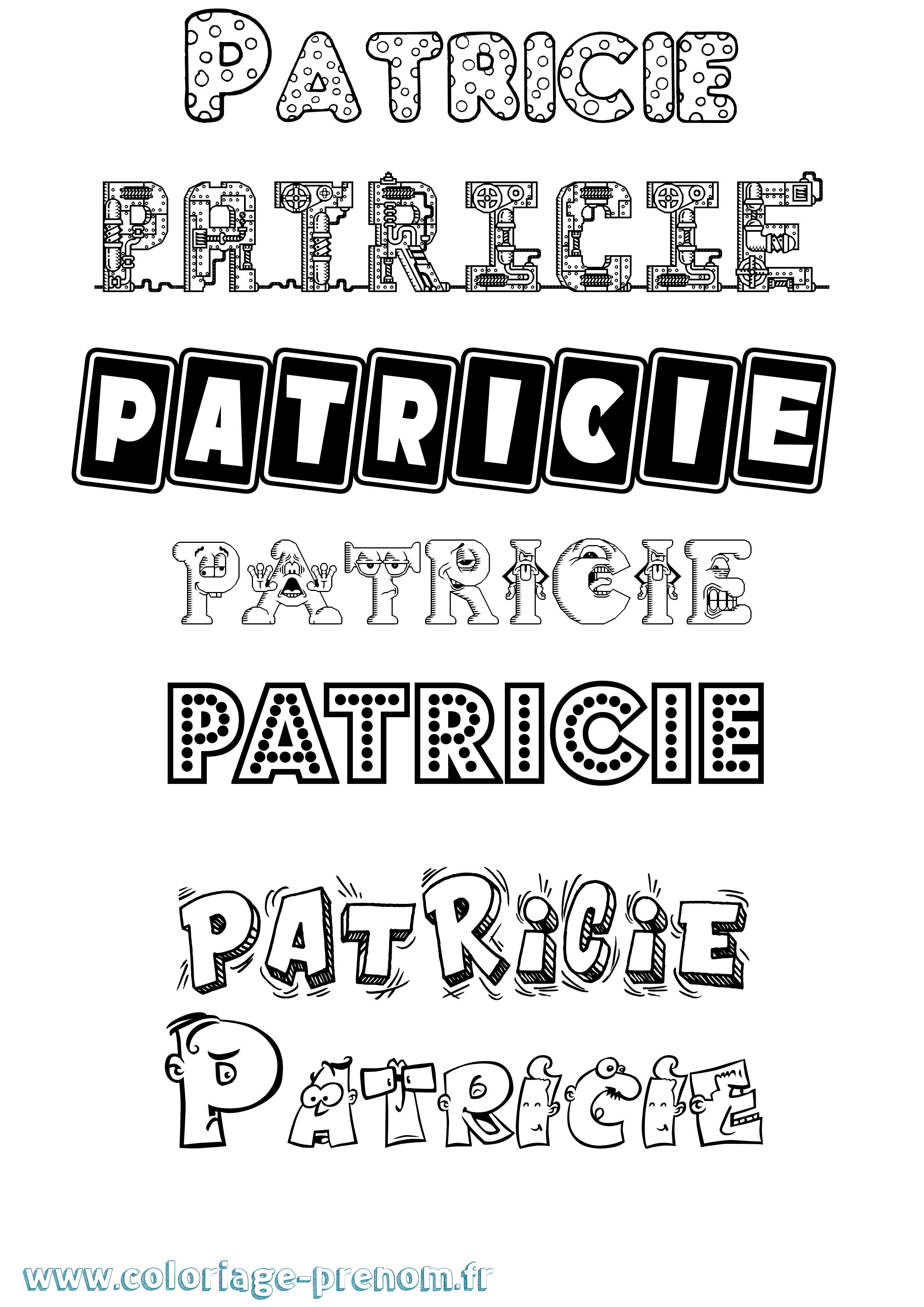 Coloriage prénom Patricie Fun