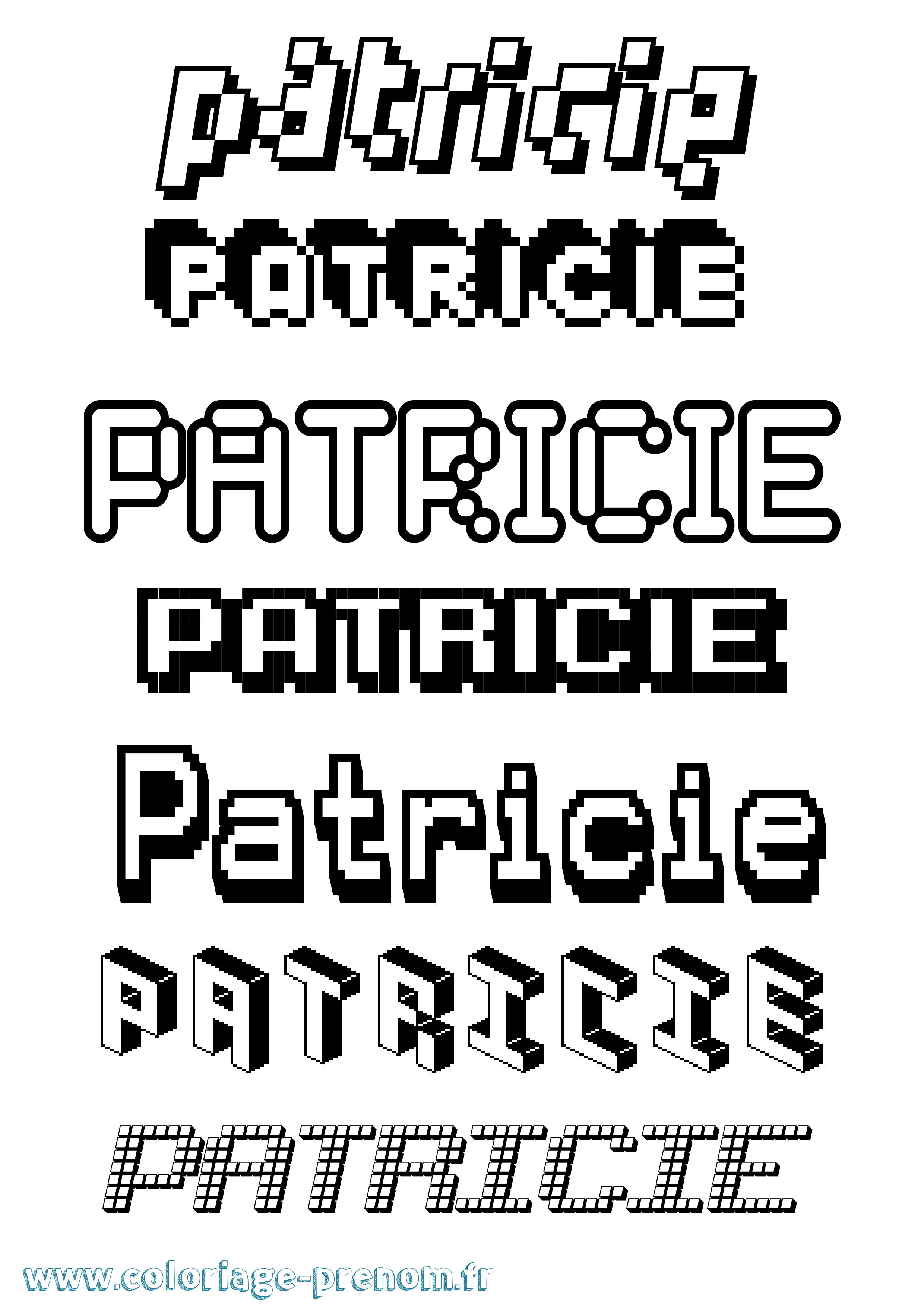 Coloriage prénom Patricie Pixel