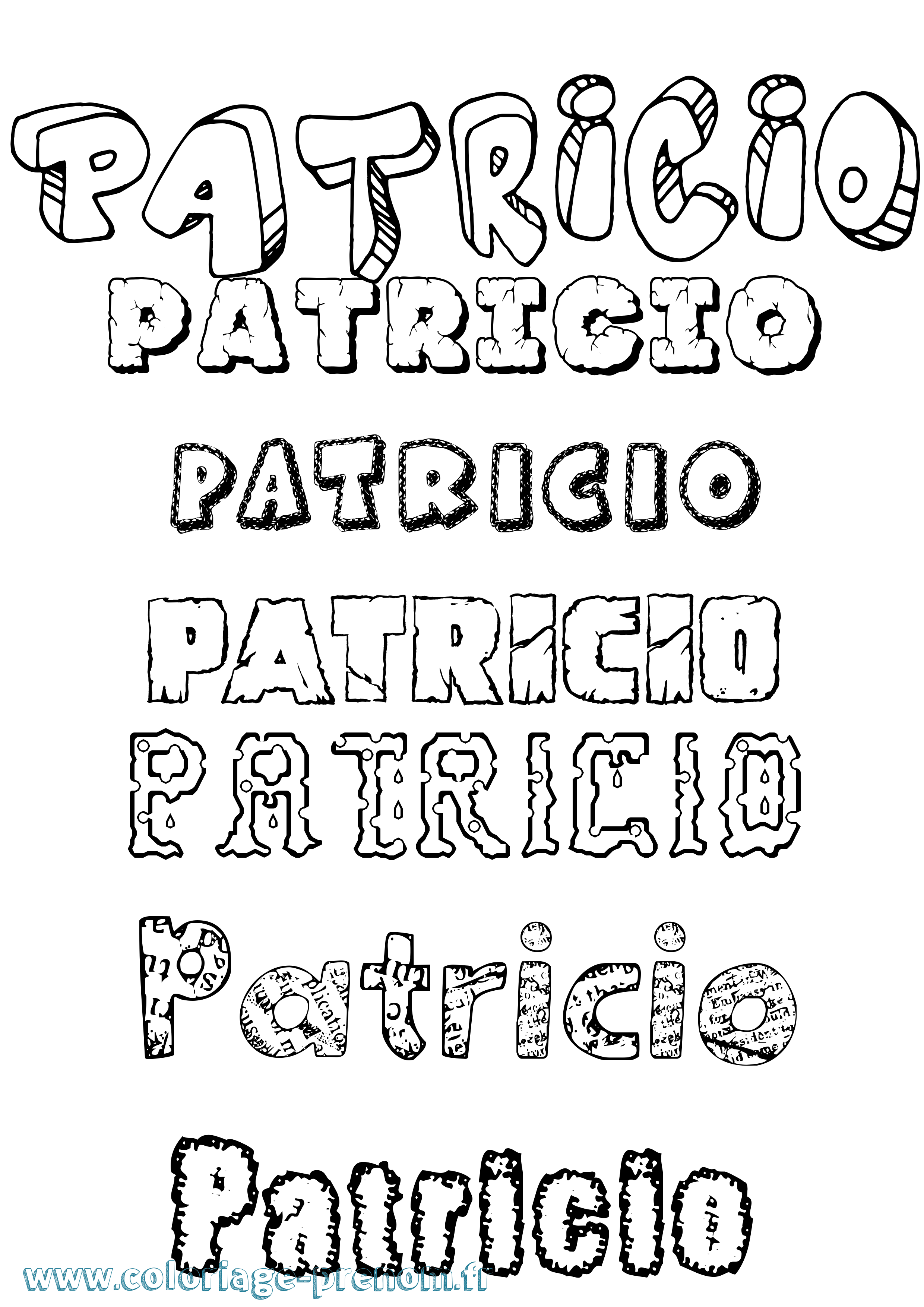 Coloriage Patricio Destructuré Coloriage prénom Patricio Destructuré