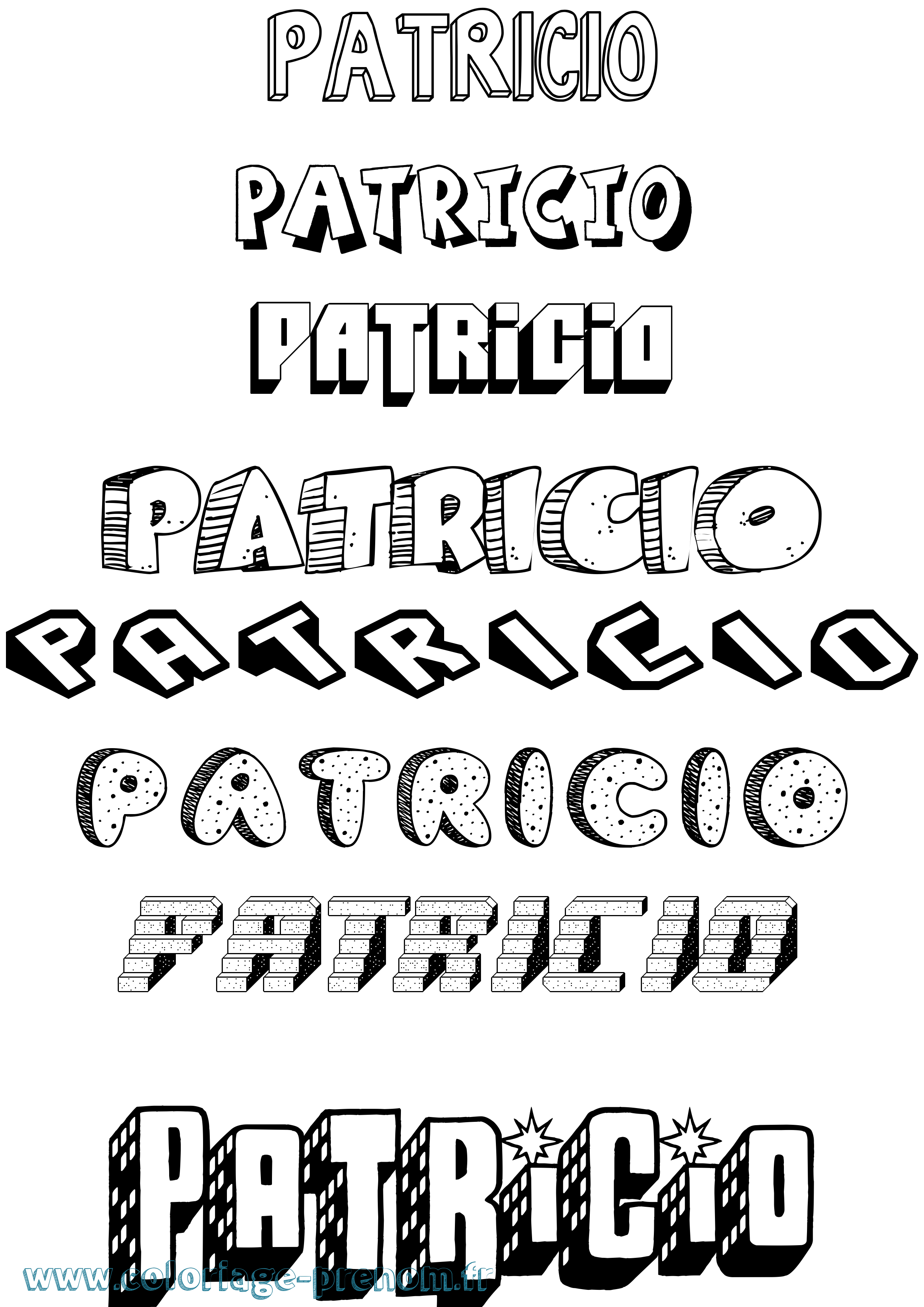 Coloriage Patricio Effet 3D Coloriage prénom Patricio Effet 3D