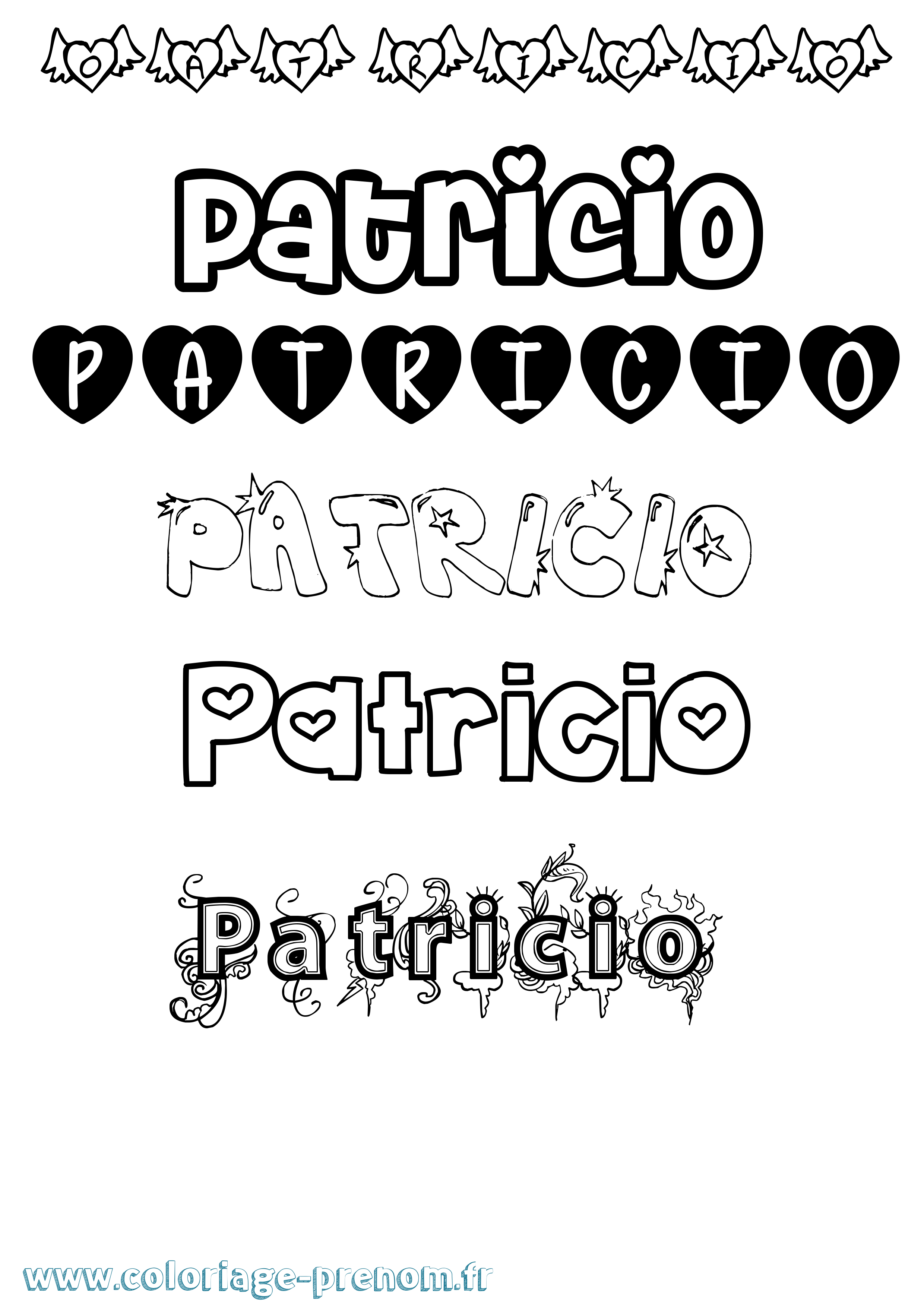Coloriage Patricio Girly Coloriage prénom Patricio Girly