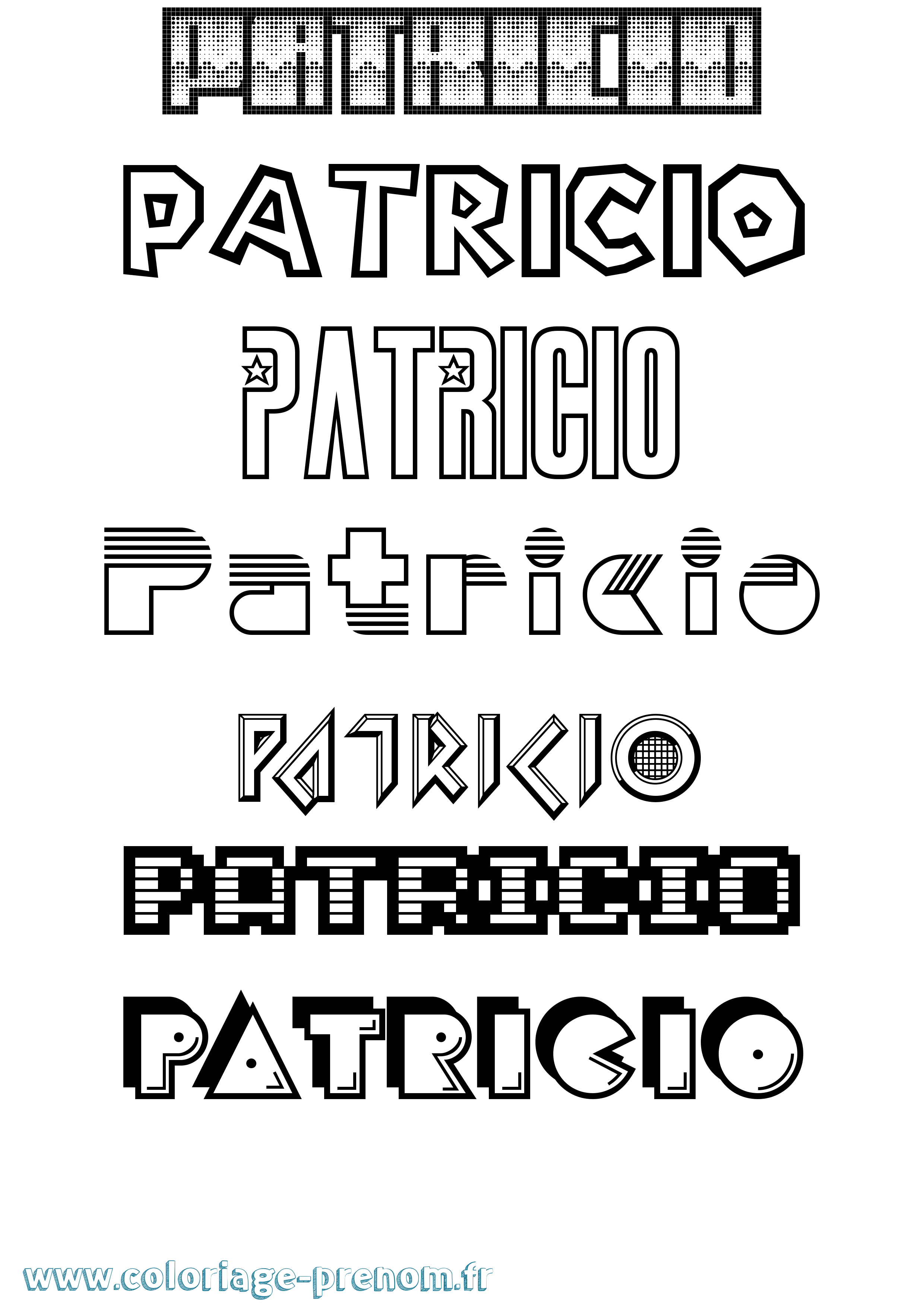 Coloriage Patricio Jeux Vidéos Coloriage prénom Patricio Jeux Vidéos