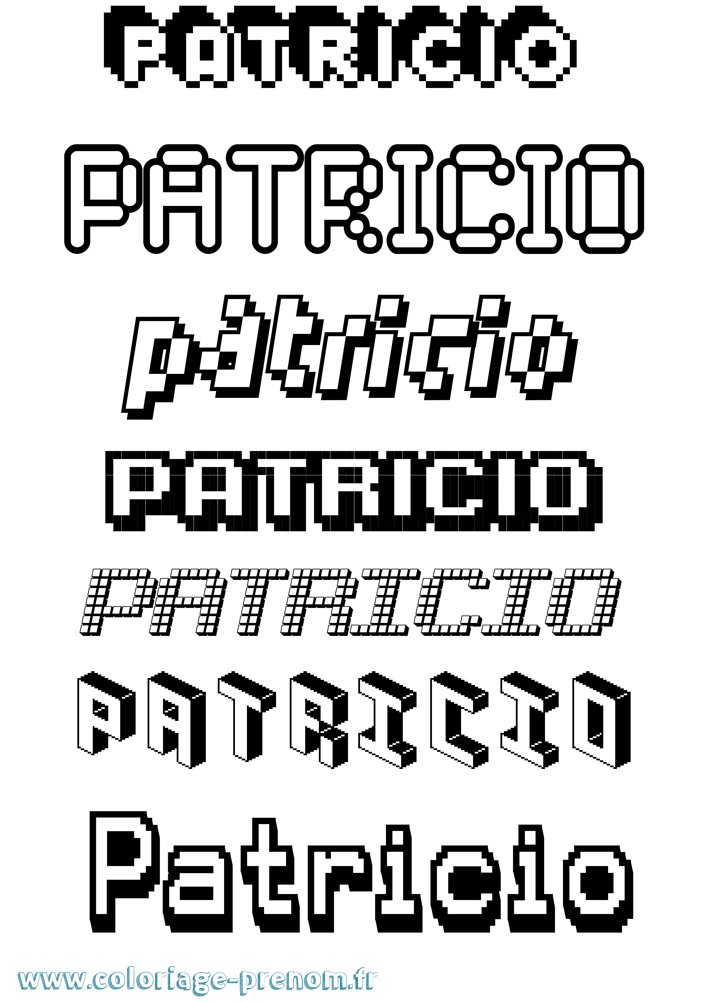 Coloriage Patricio Pixel Coloriage prénom Patricio Pixel