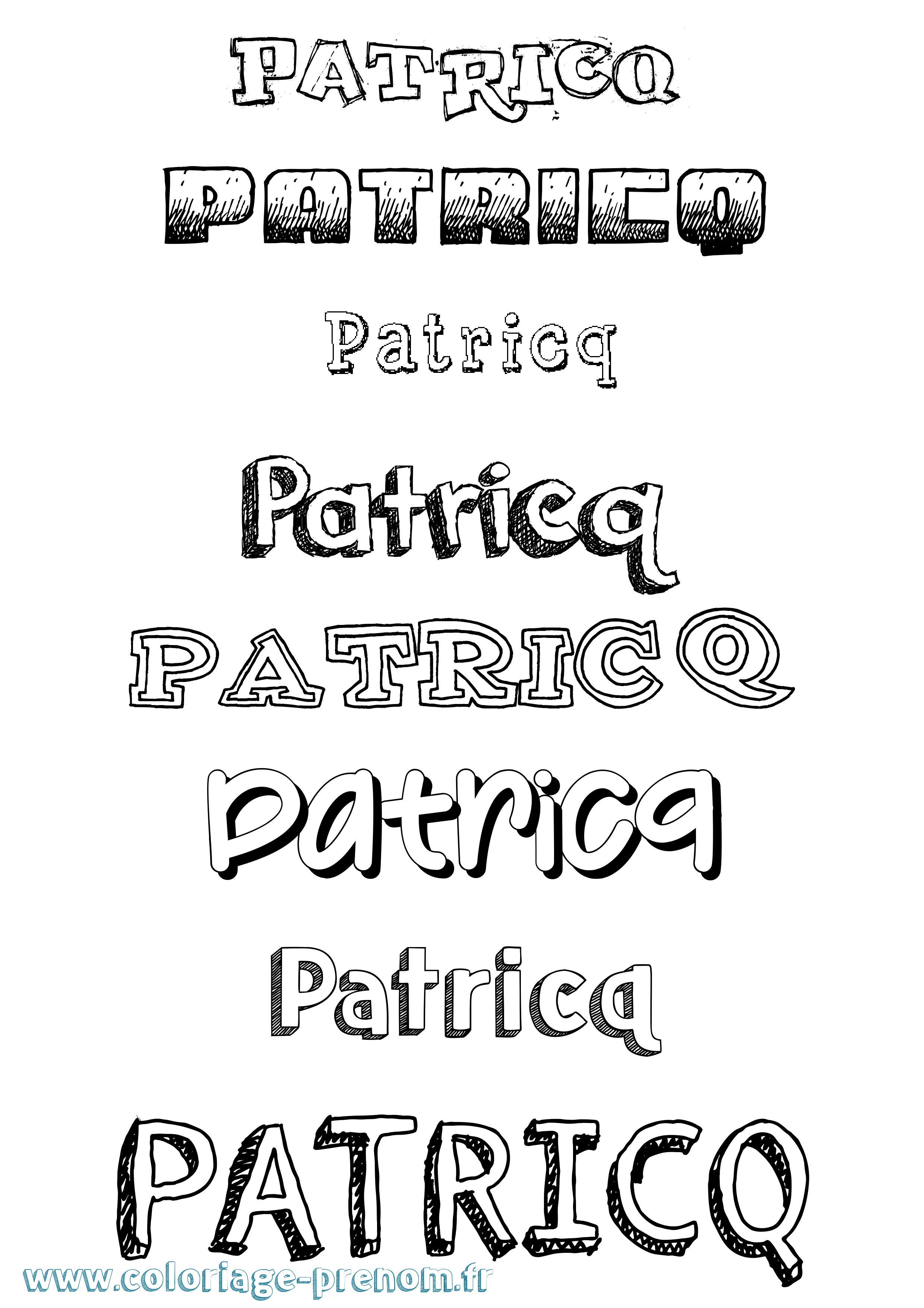 Coloriage prénom Patricq Dessiné
