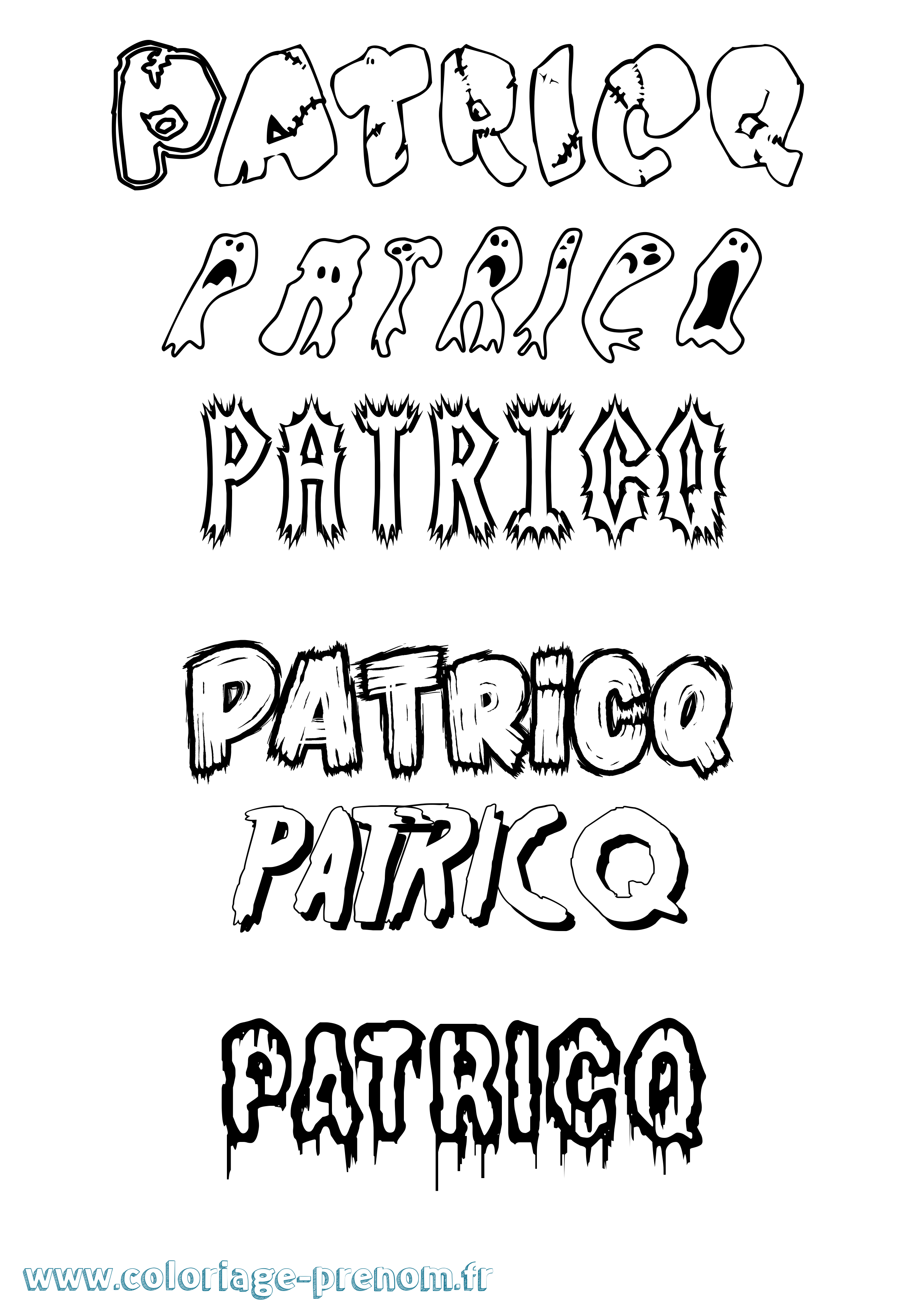 Coloriage prénom Patricq Frisson