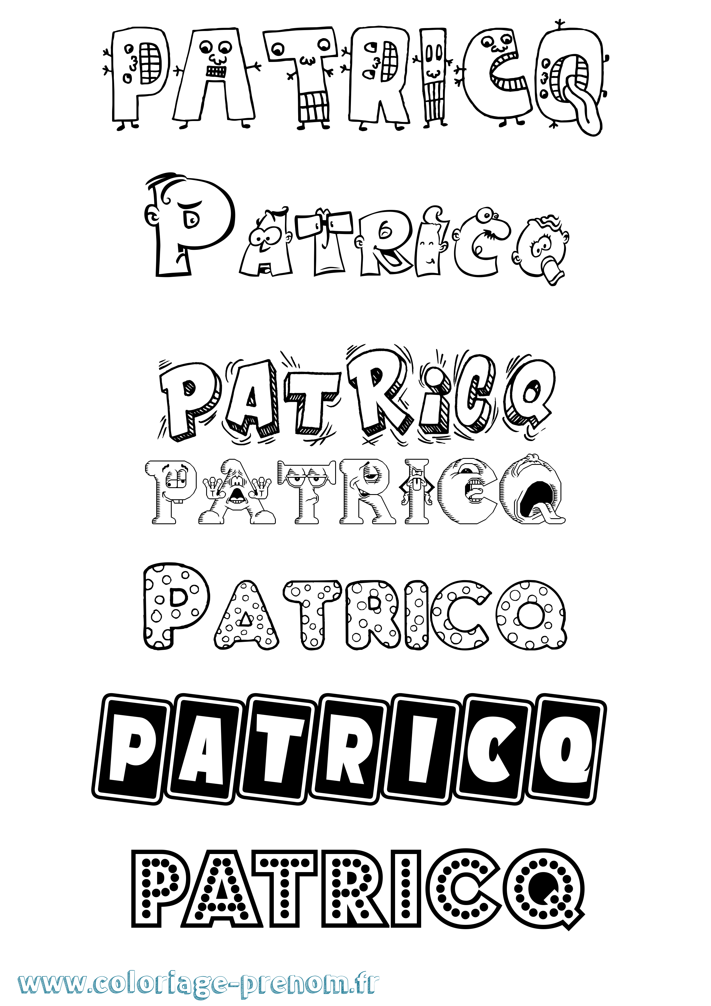 Coloriage prénom Patricq Fun
