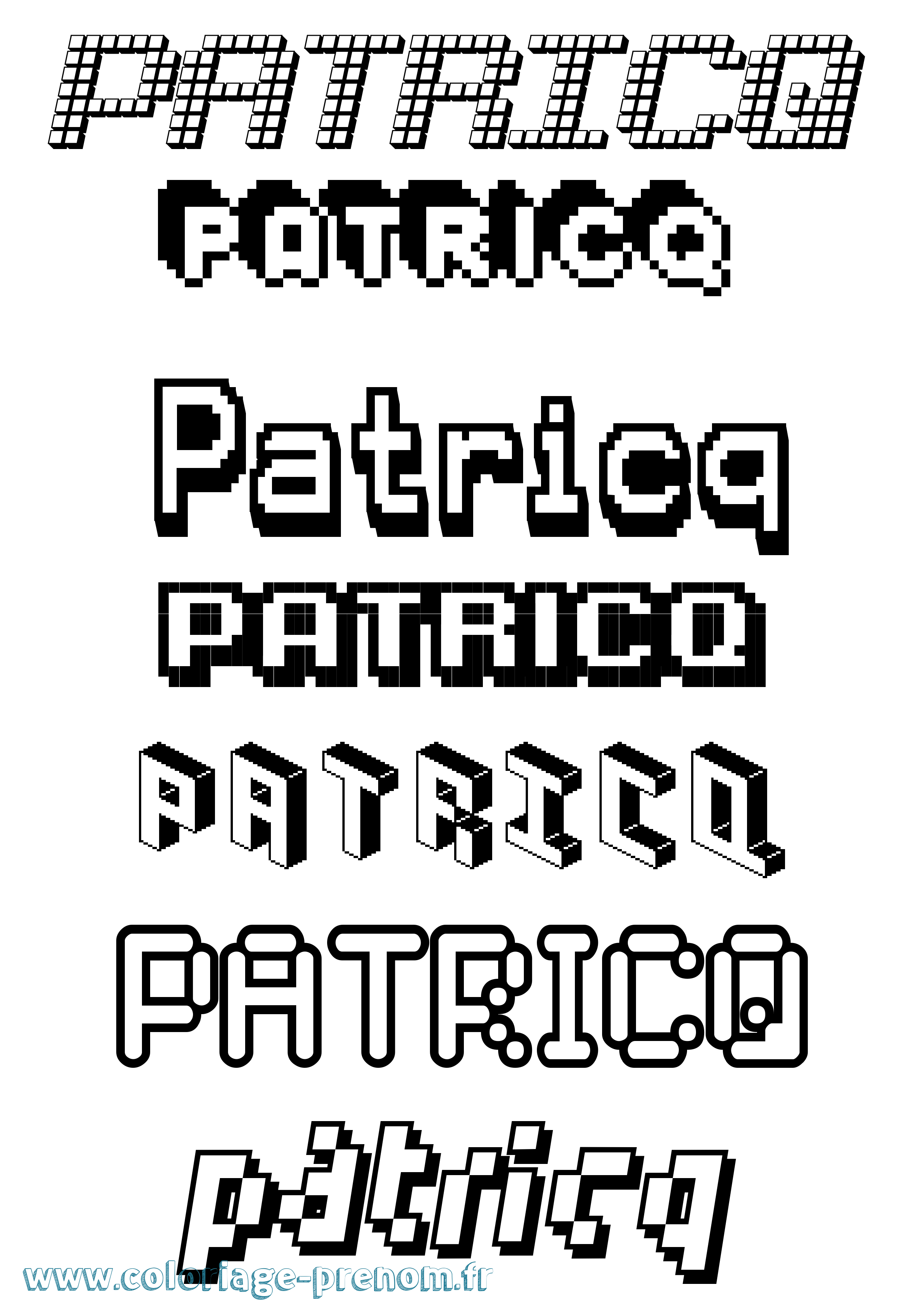 Coloriage prénom Patricq Pixel