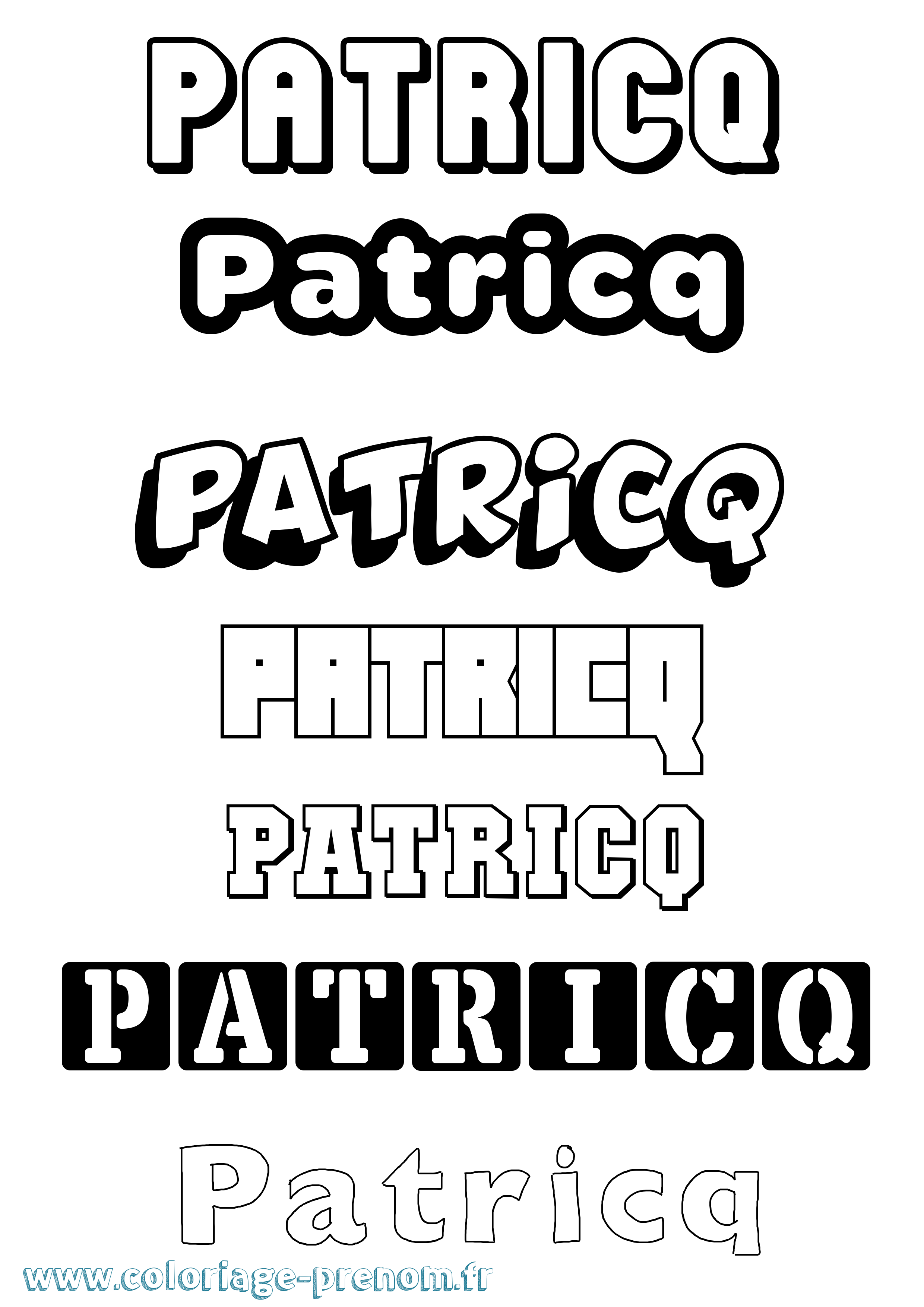 Coloriage prénom Patricq Simple