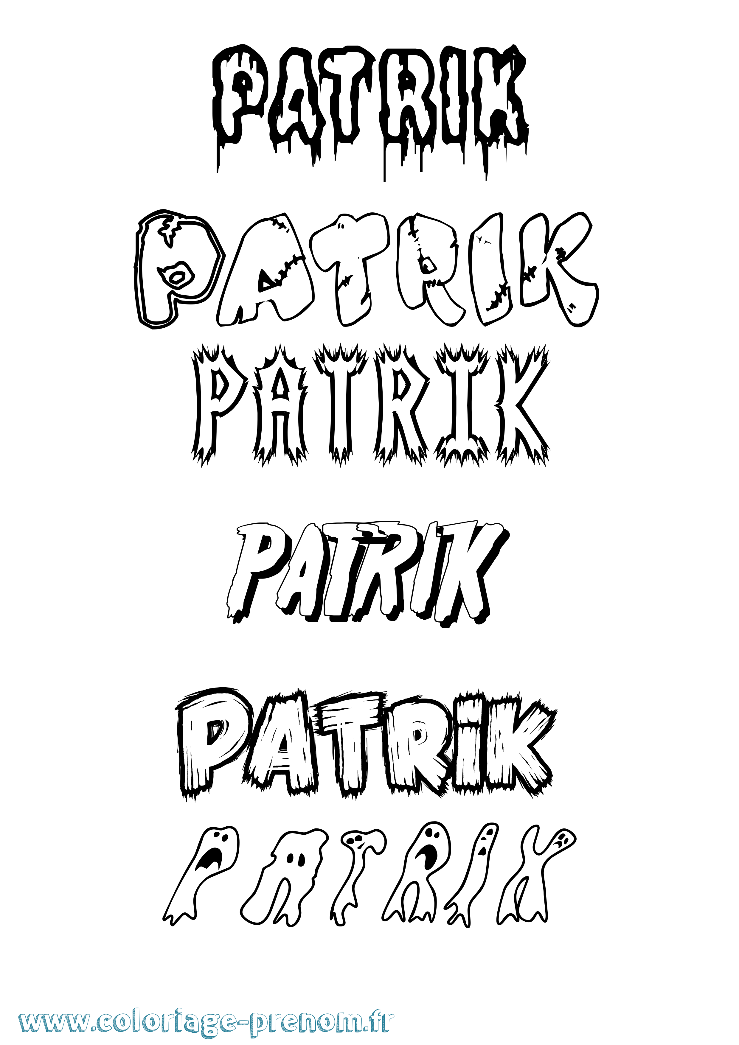 Coloriage prénom Patrik Frisson