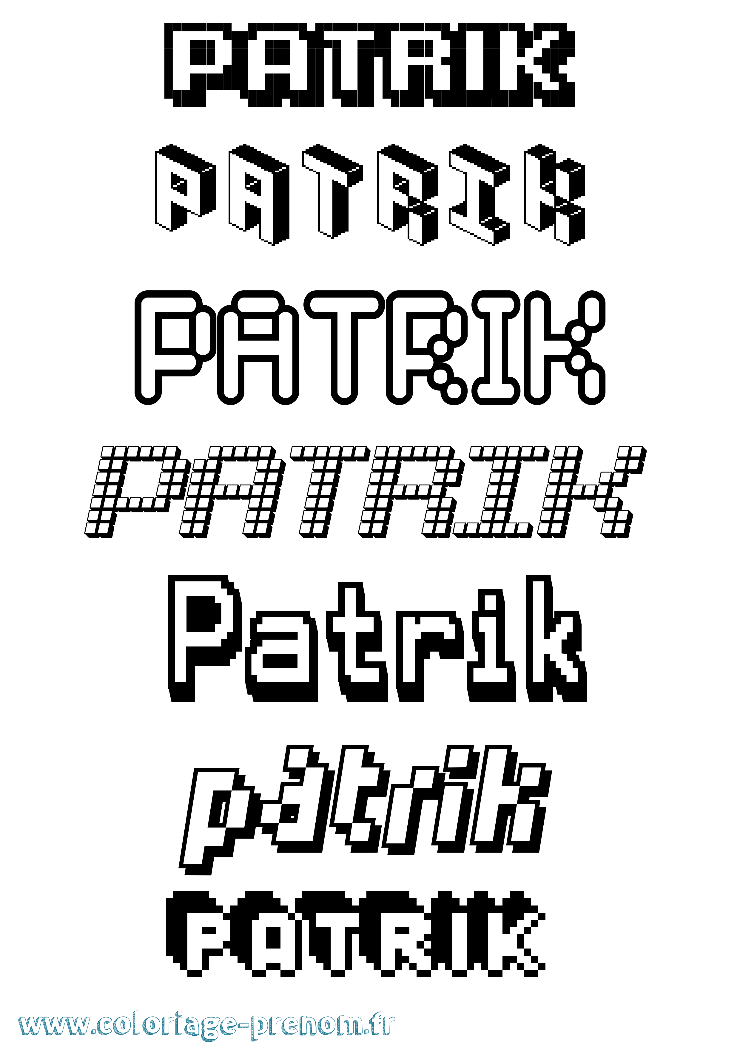 Coloriage prénom Patrik Pixel