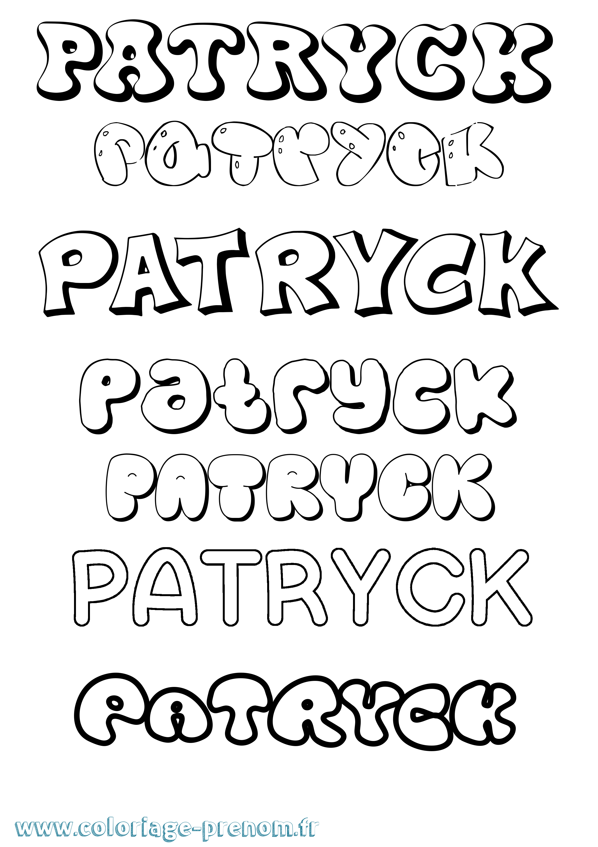 Coloriage prénom Patryck Bubble