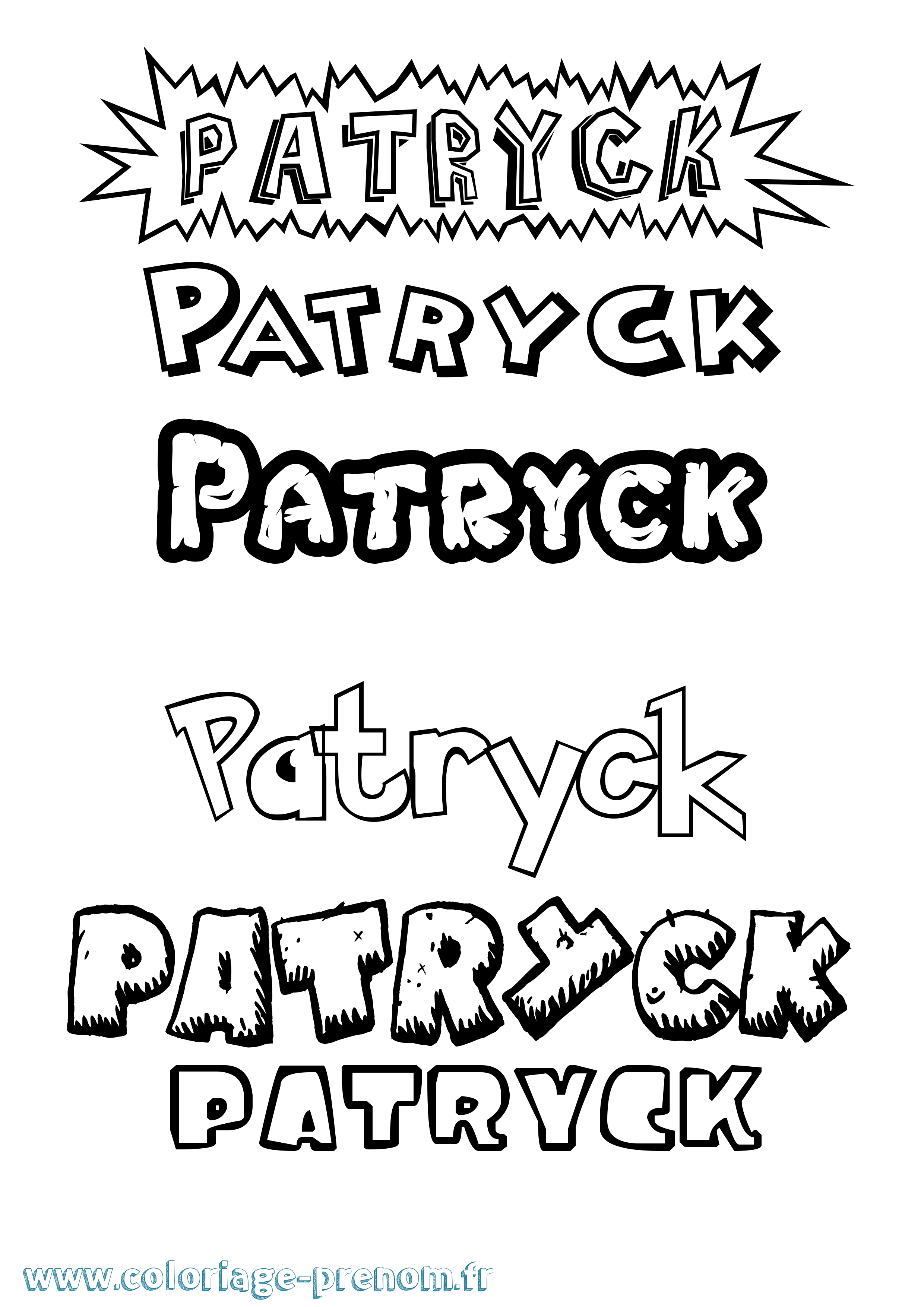 Coloriage prénom Patryck Dessin Animé