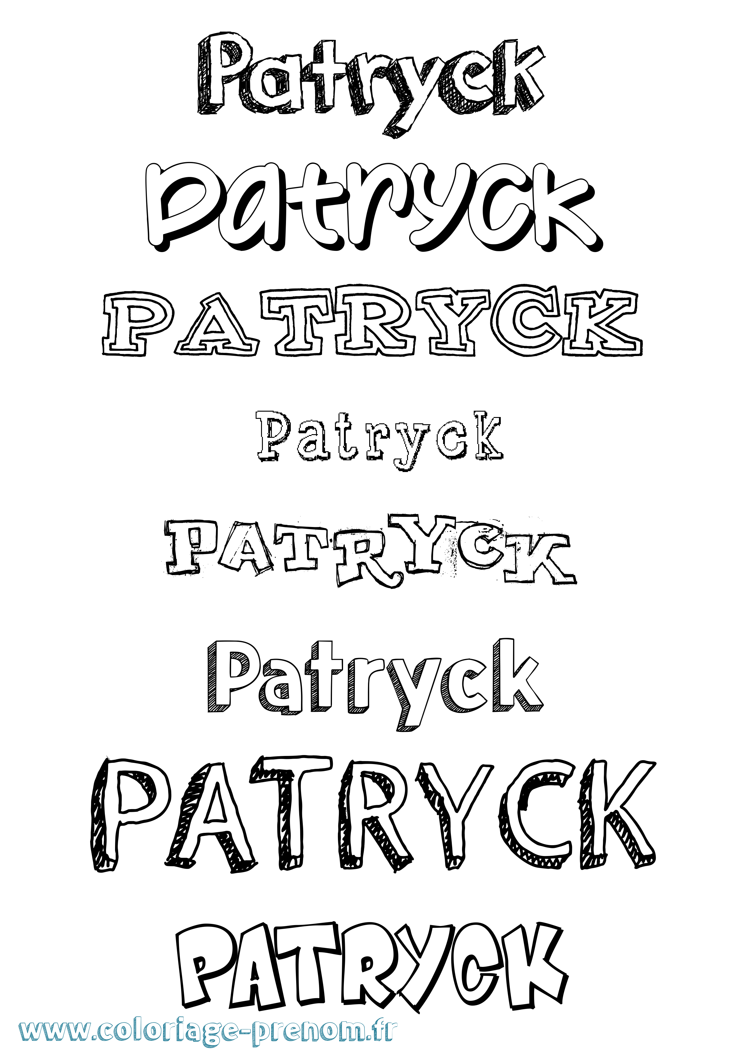Coloriage prénom Patryck Dessiné