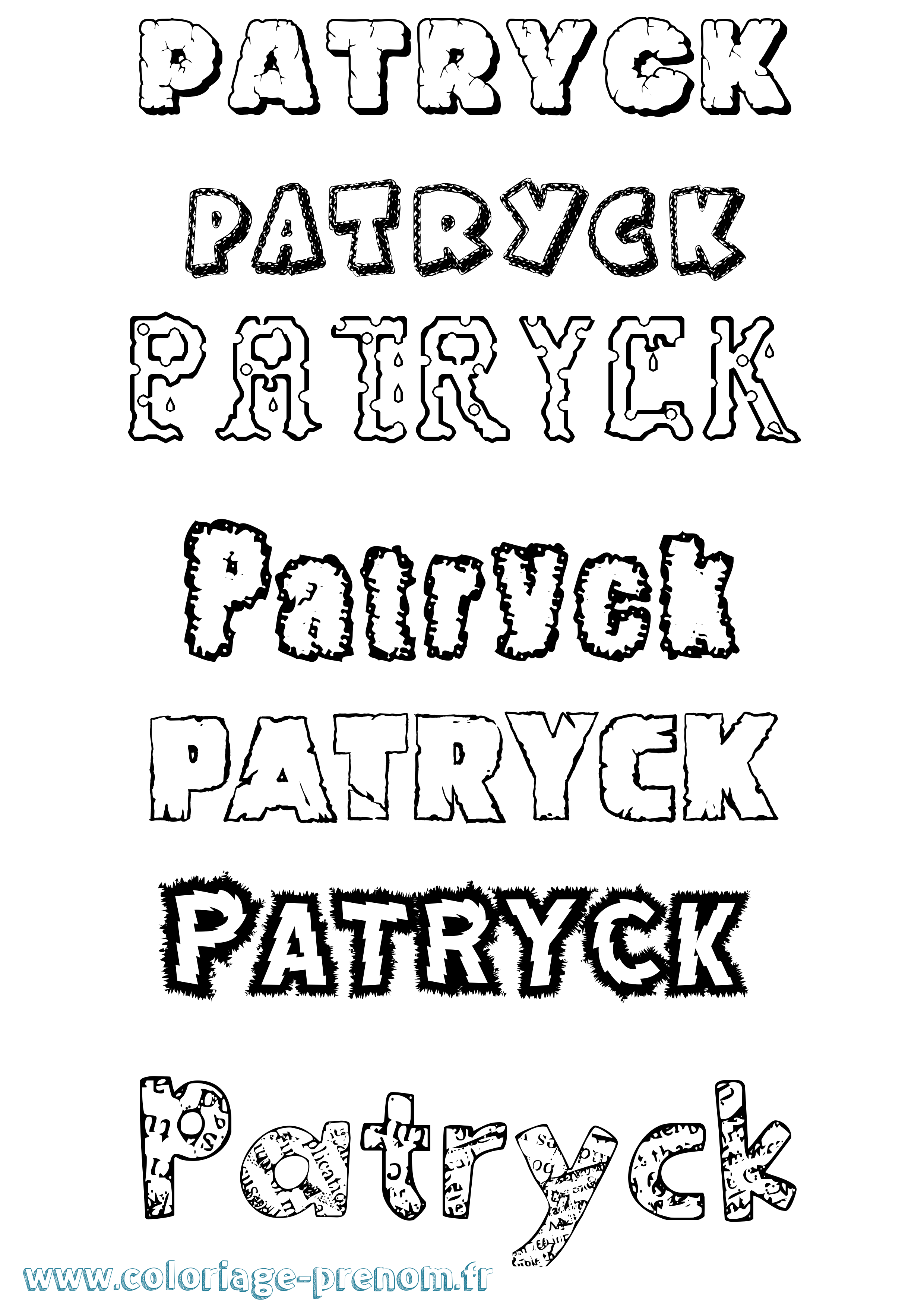 Coloriage prénom Patryck Destructuré