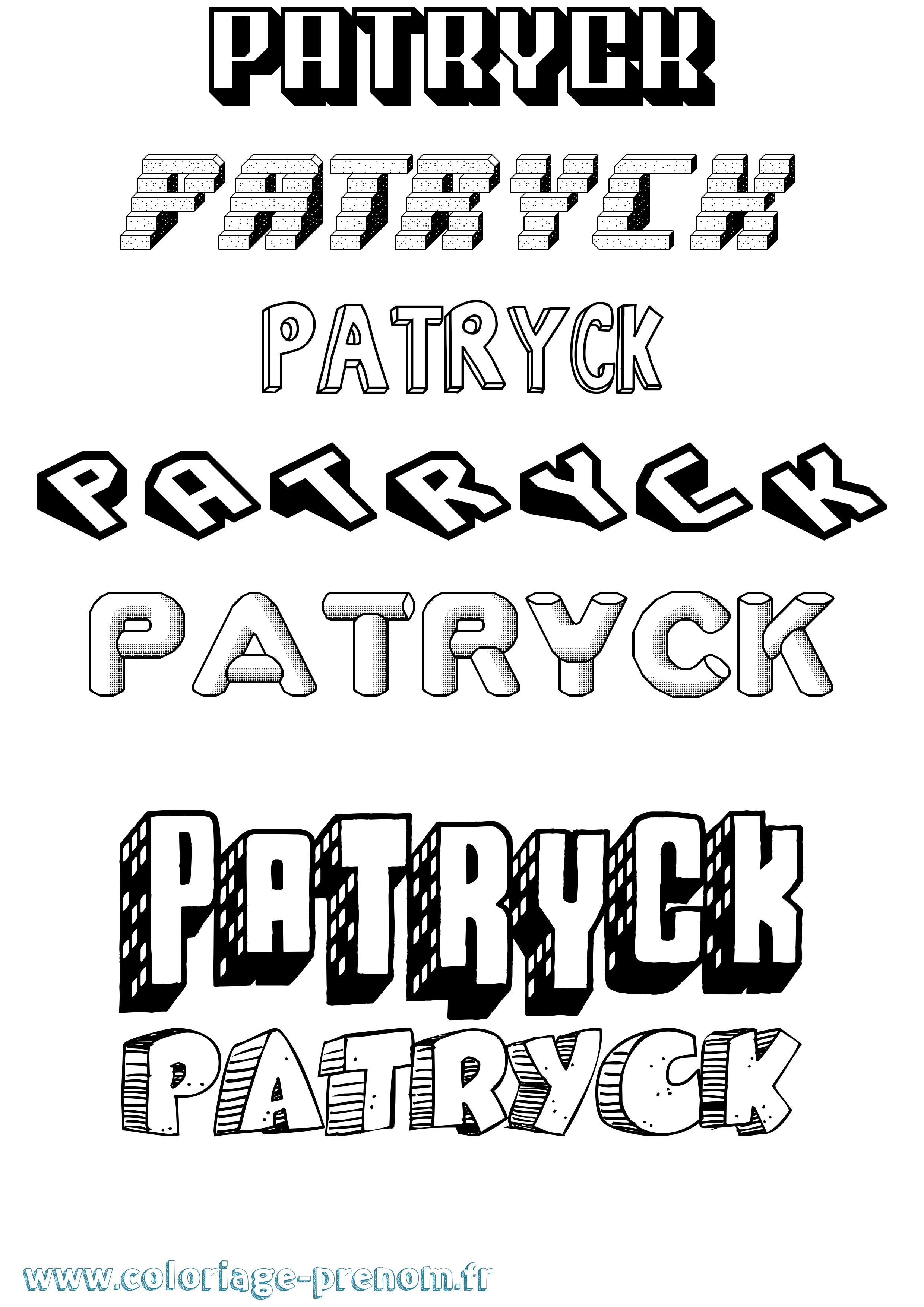 Coloriage prénom Patryck Effet 3D