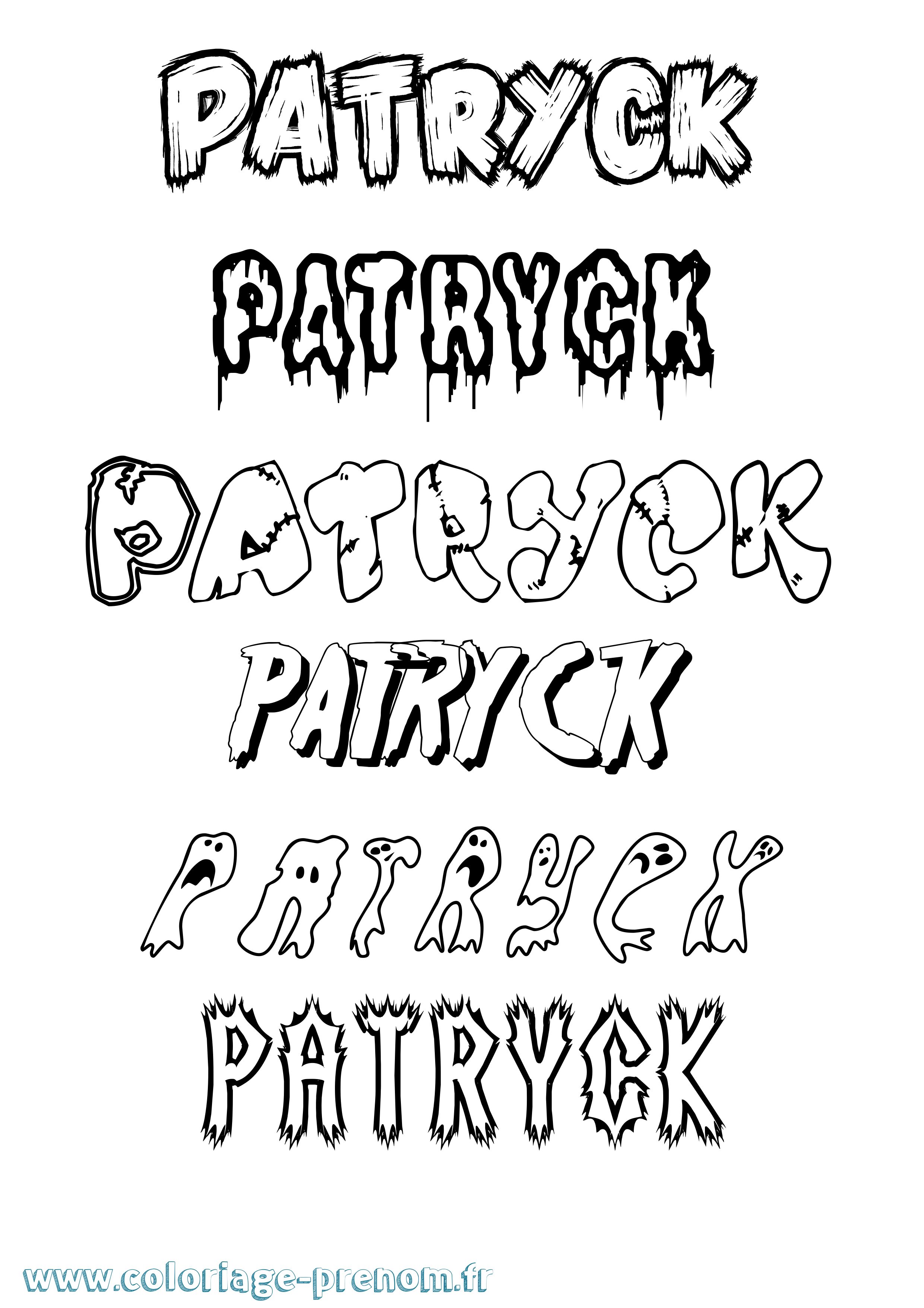 Coloriage prénom Patryck Frisson