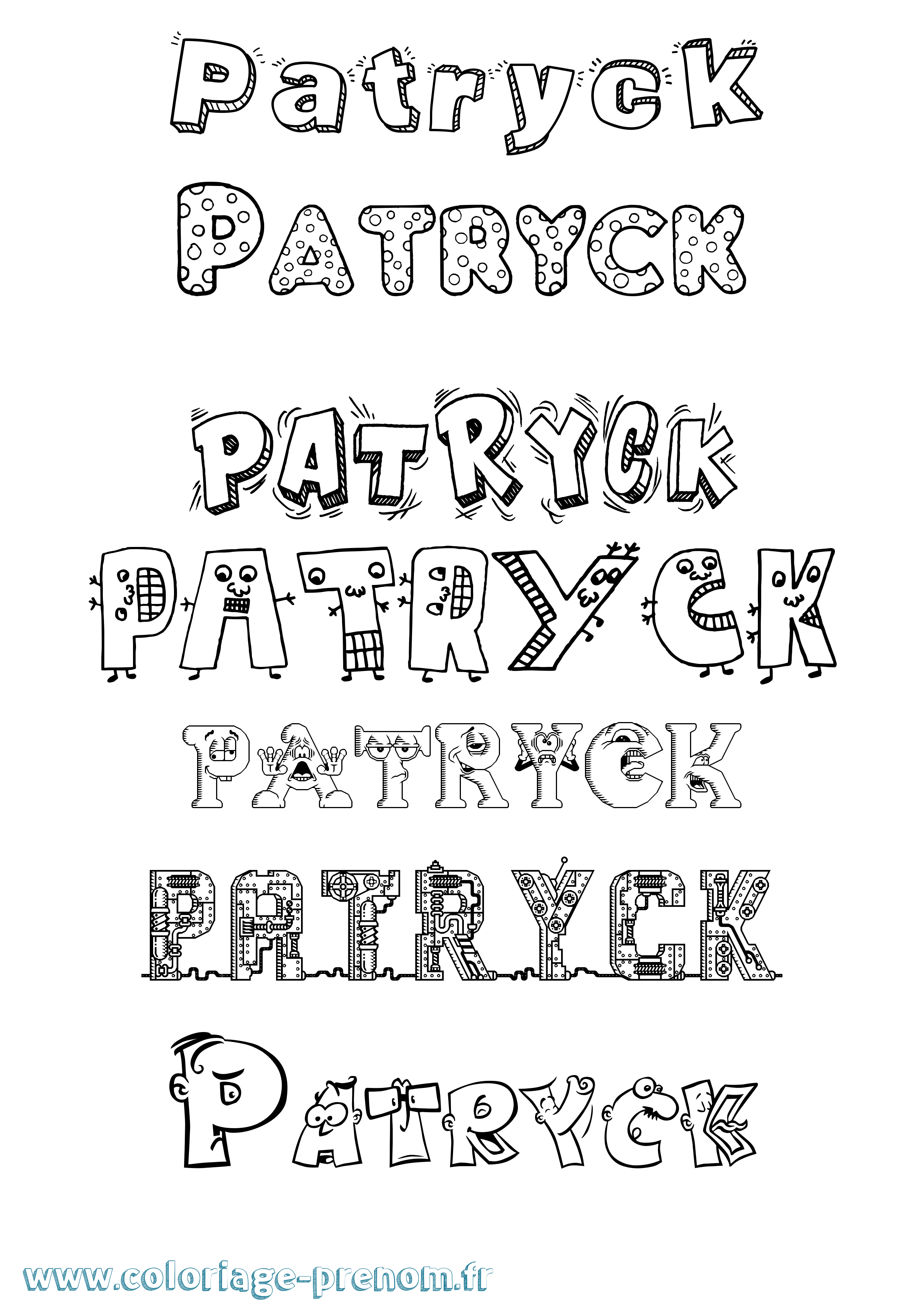 Coloriage prénom Patryck Fun