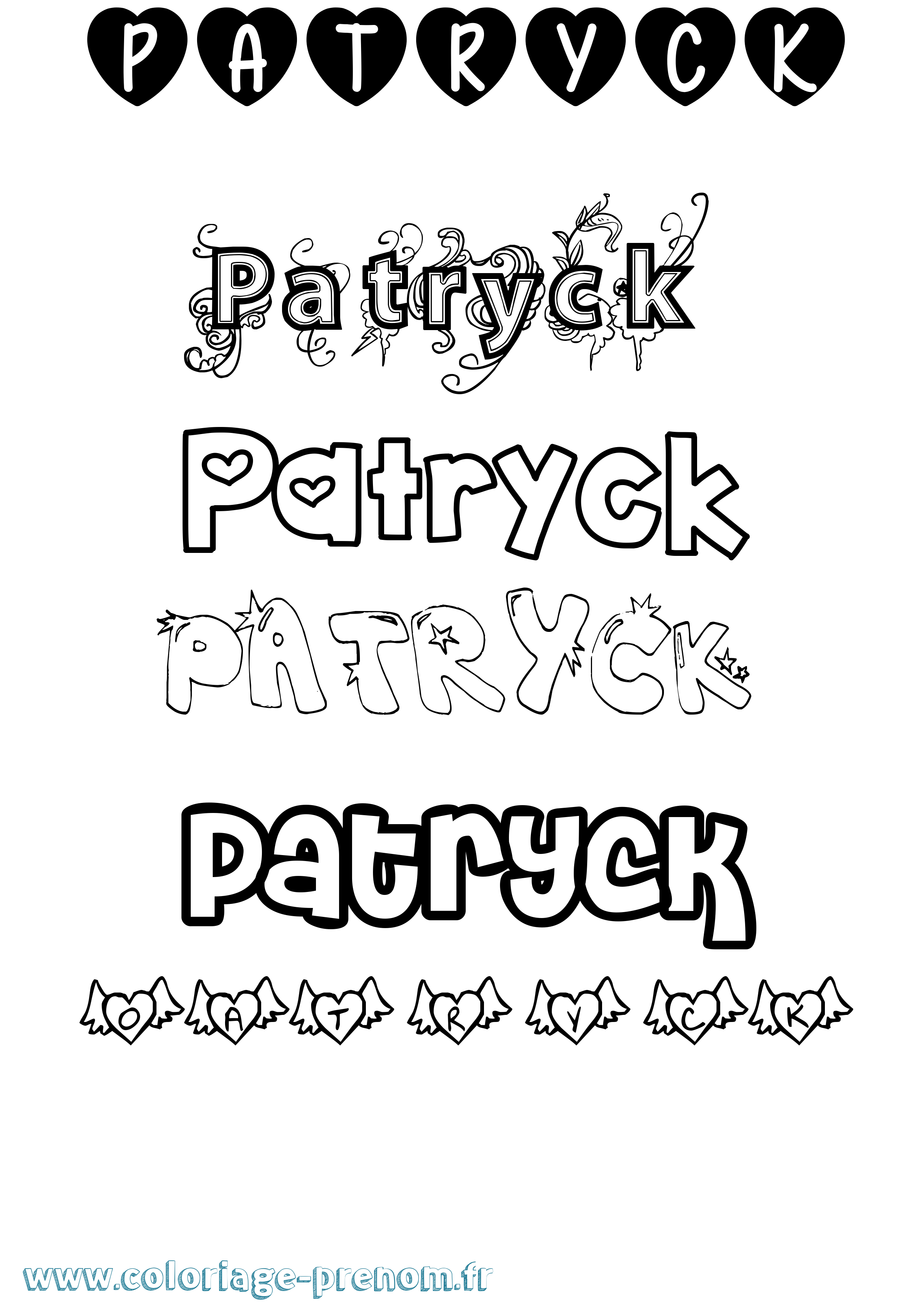 Coloriage prénom Patryck Girly