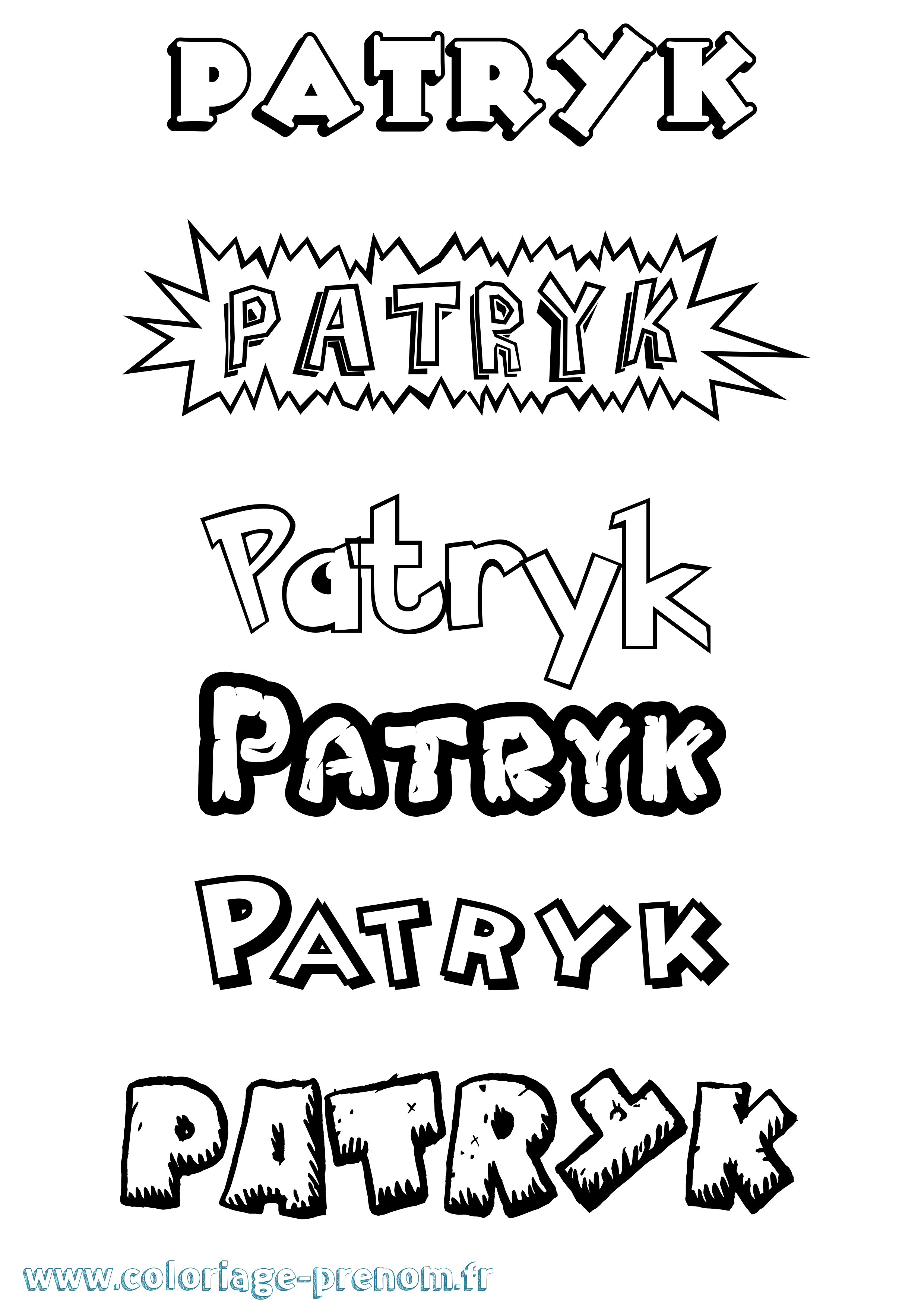 Coloriage Patryk Dessin Animé Coloriage prénom Patryk Dessin Animé