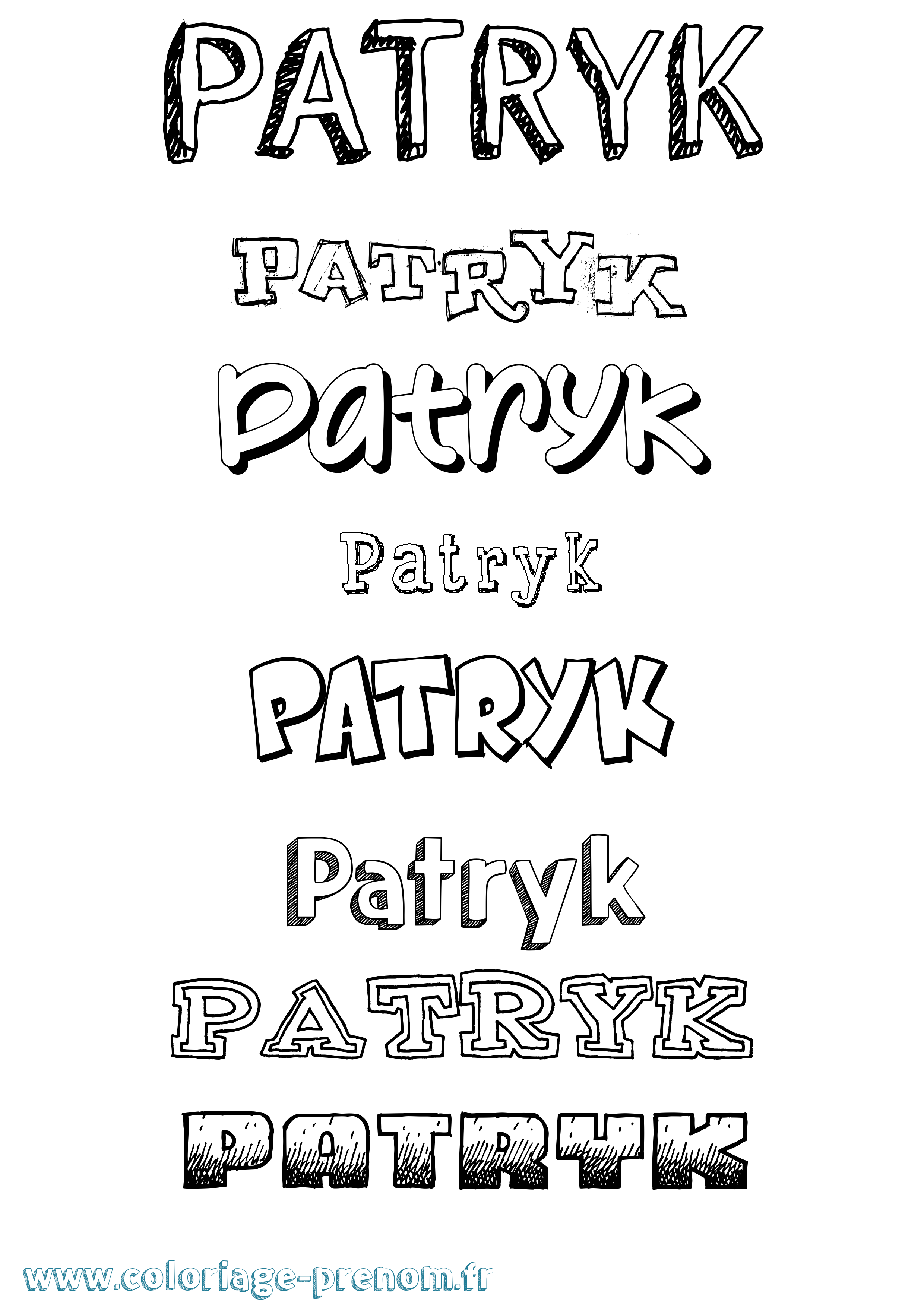 Coloriage Patryk Dessiné Coloriage prénom Patryk Dessiné