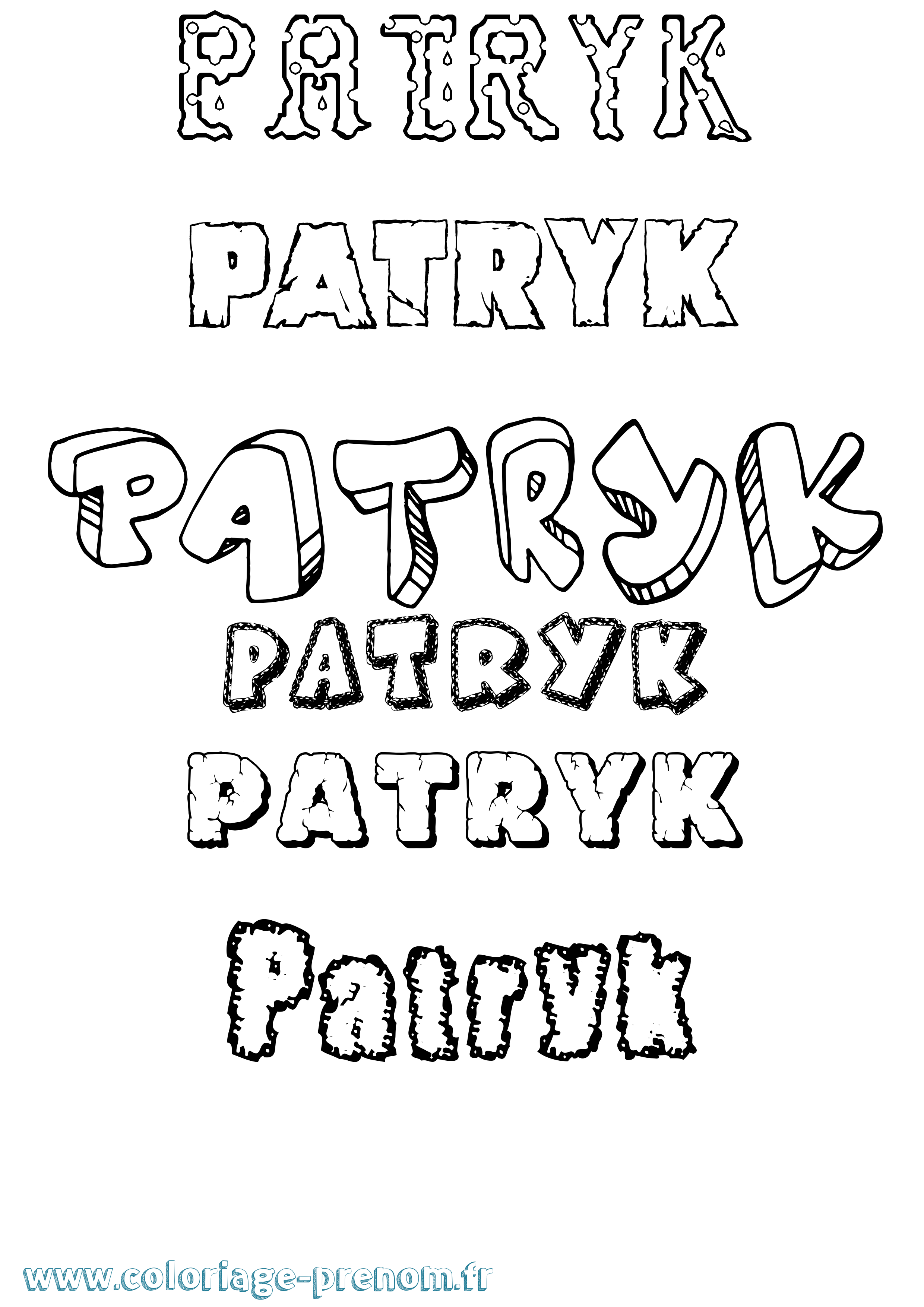 Coloriage Patryk Destructuré Coloriage prénom Patryk Destructuré