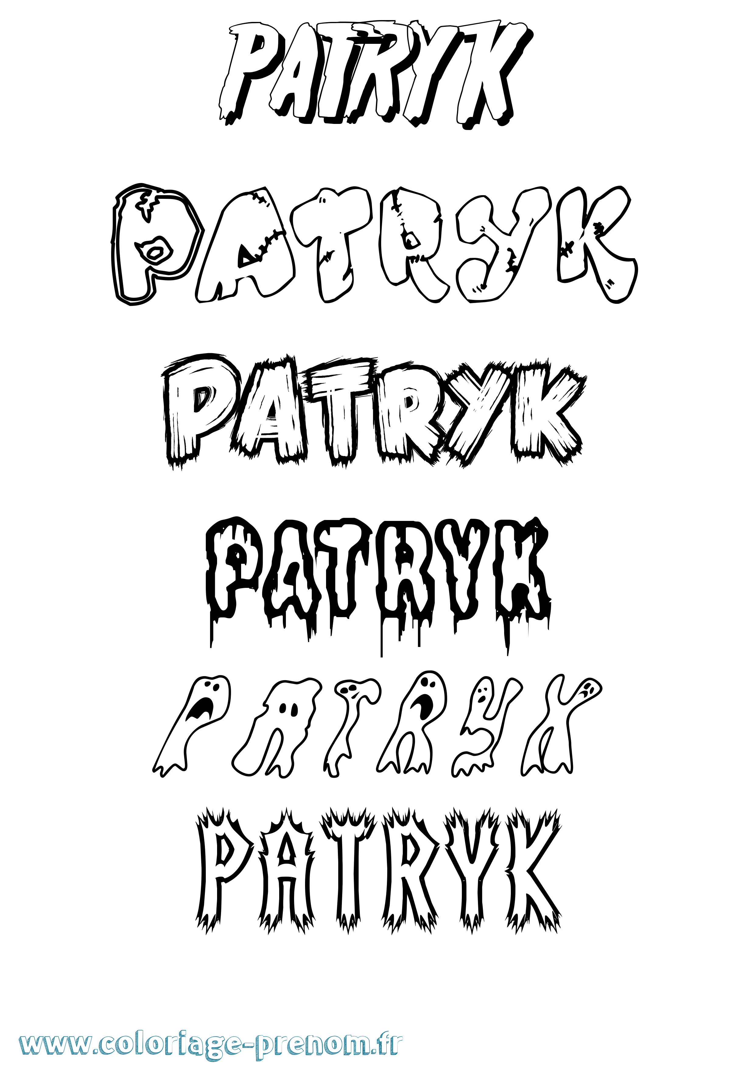 Coloriage Patryk Frisson Coloriage prénom Patryk Frisson