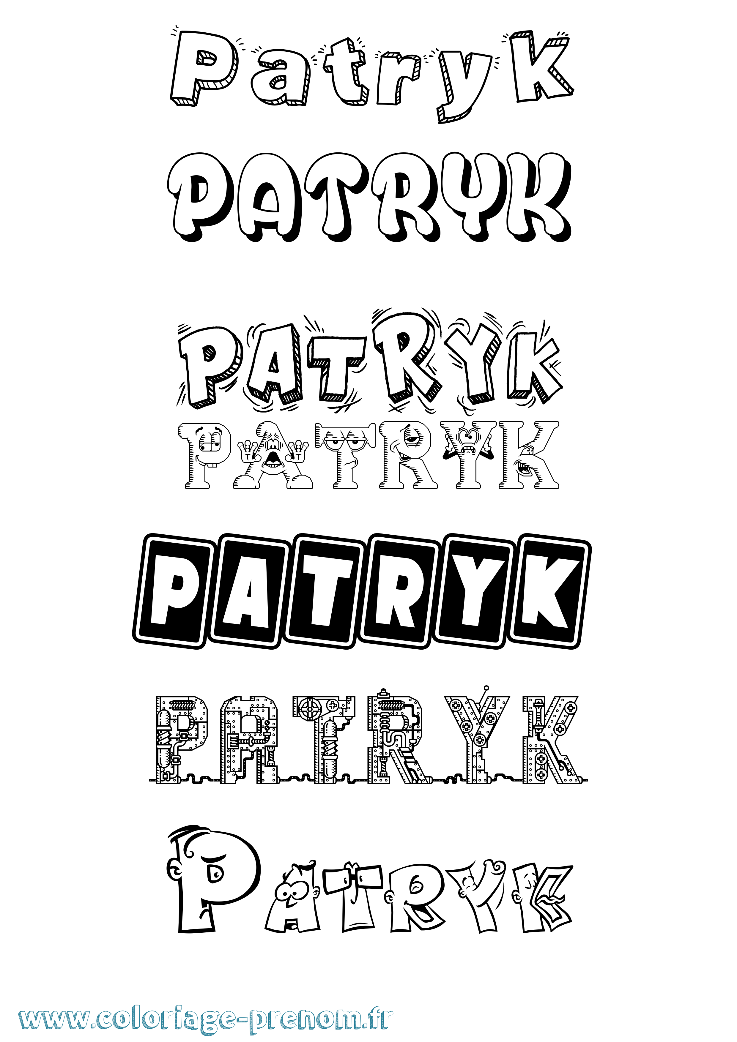 Coloriage Patryk Fun Coloriage prénom Patryk Fun