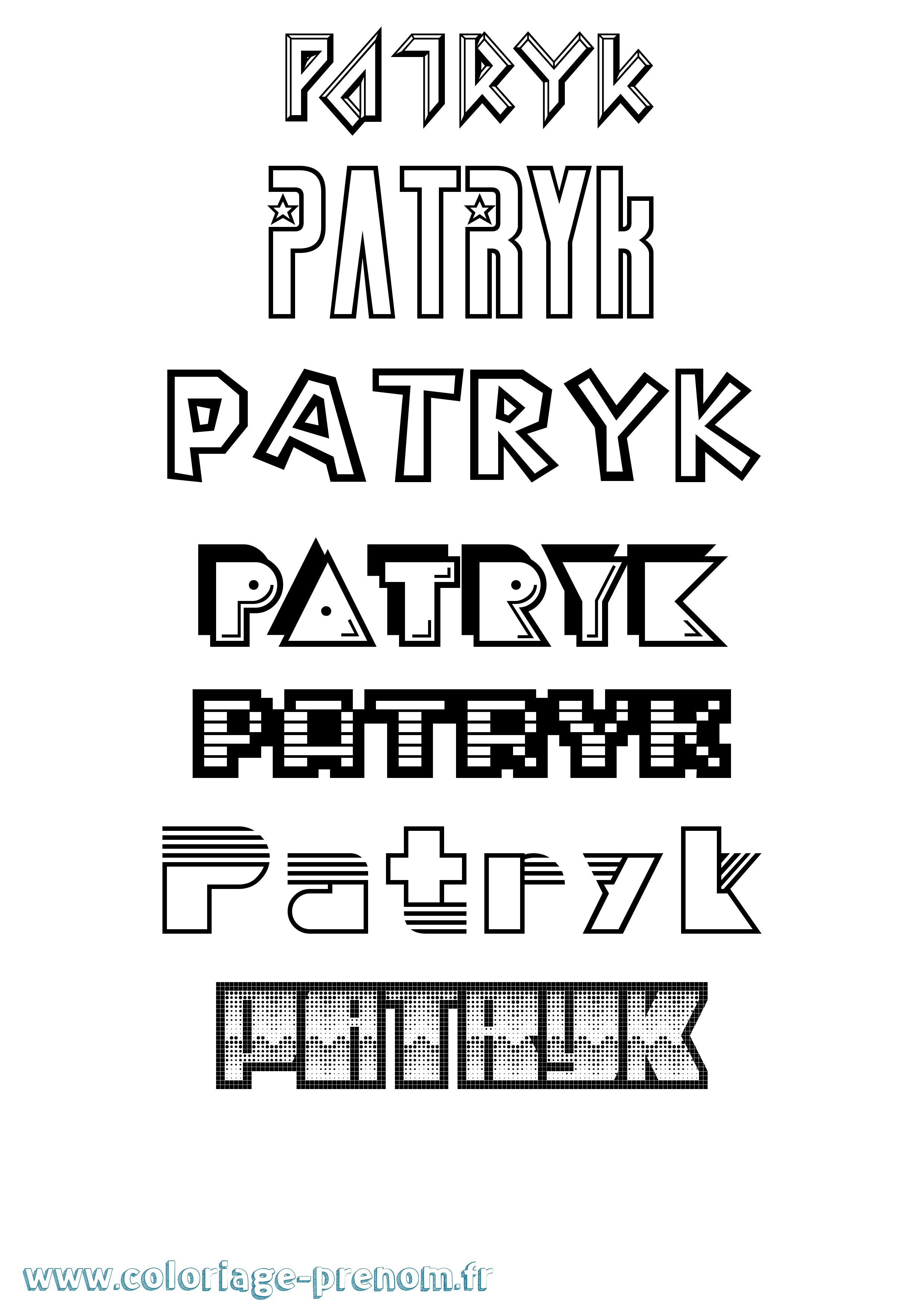 Coloriage Patryk Jeux Vidéos Coloriage prénom Patryk Jeux Vidéos