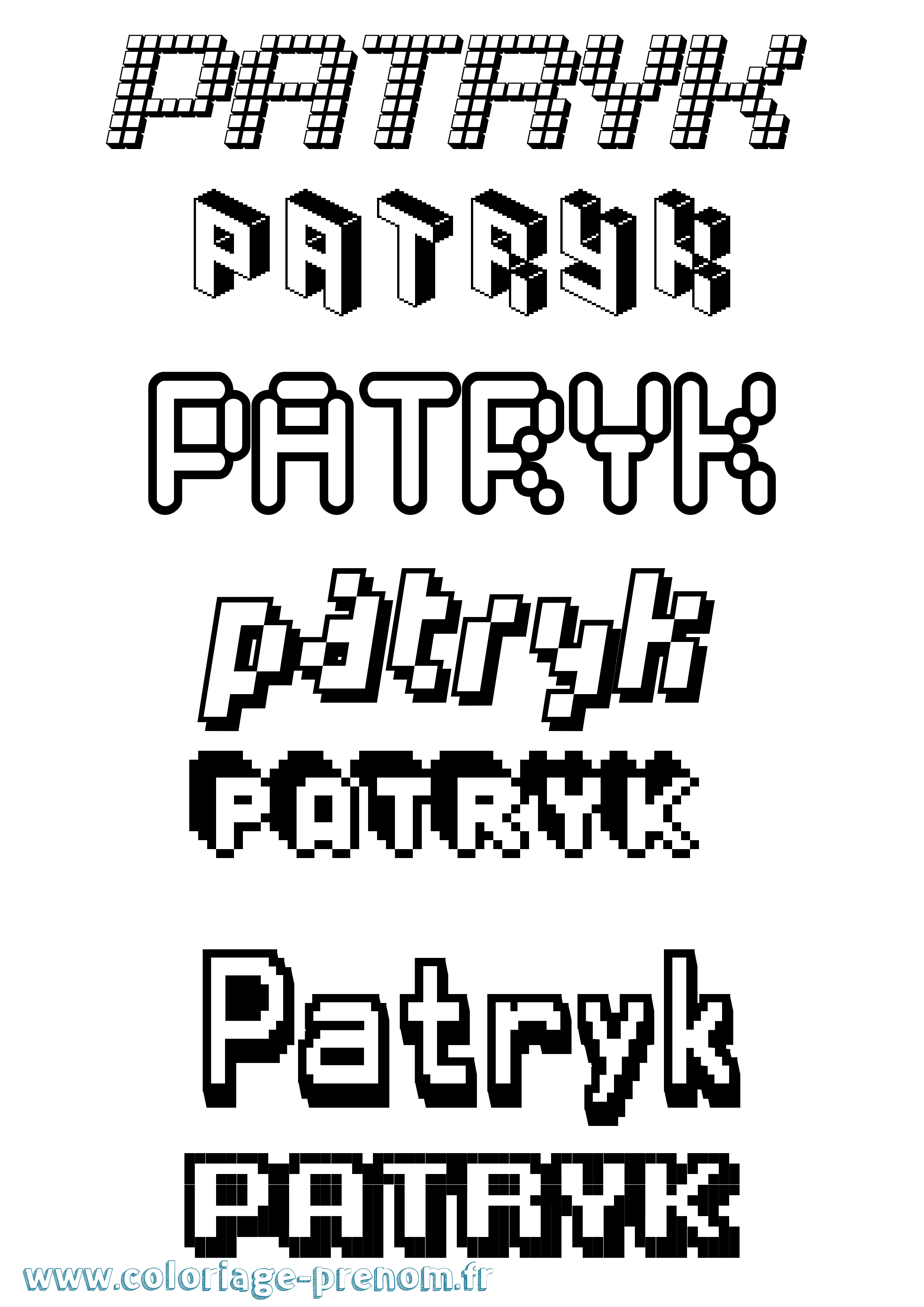 Coloriage Patryk Pixel Coloriage prénom Patryk Pixel
