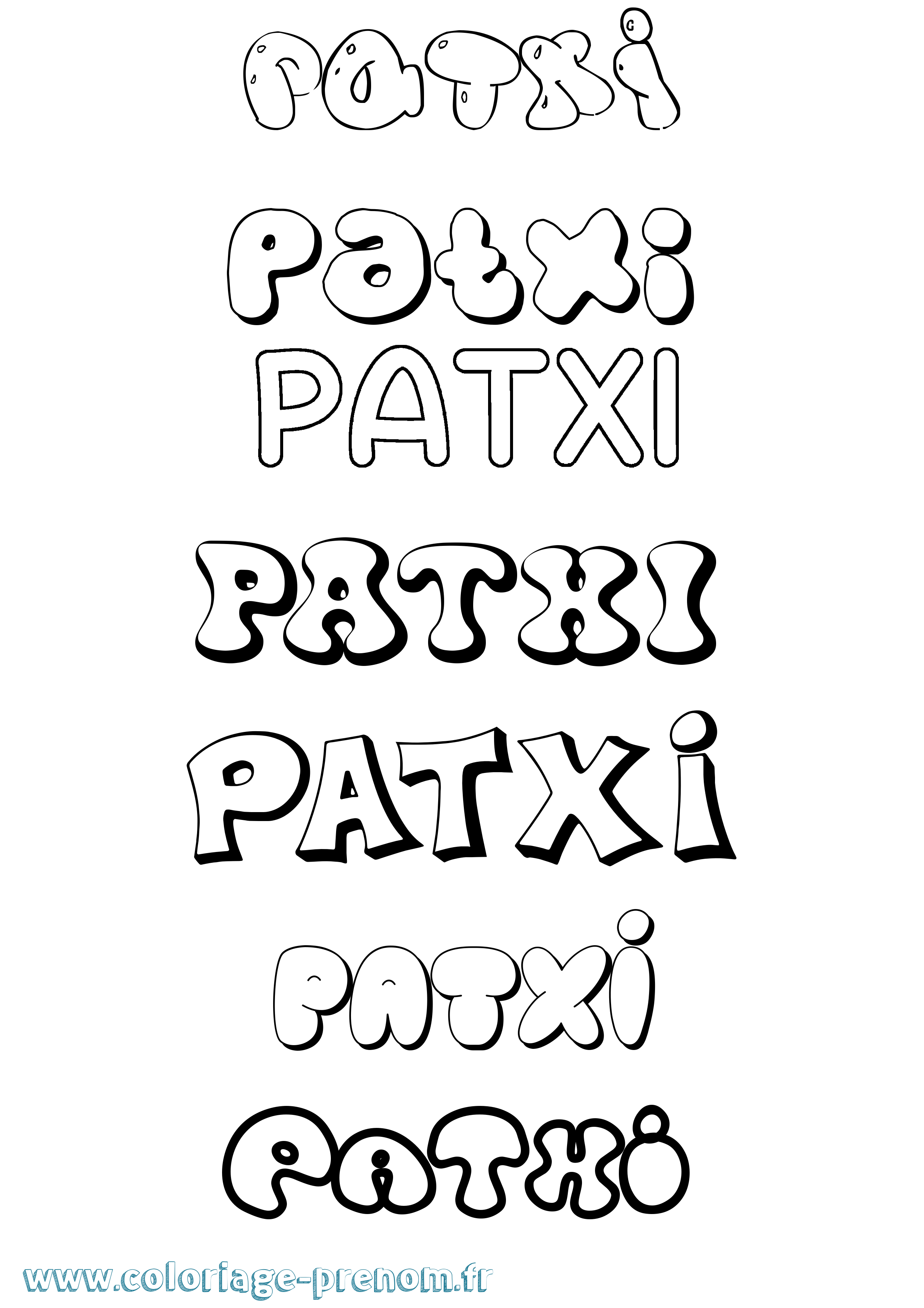 Coloriage prénom Patxi Bubble