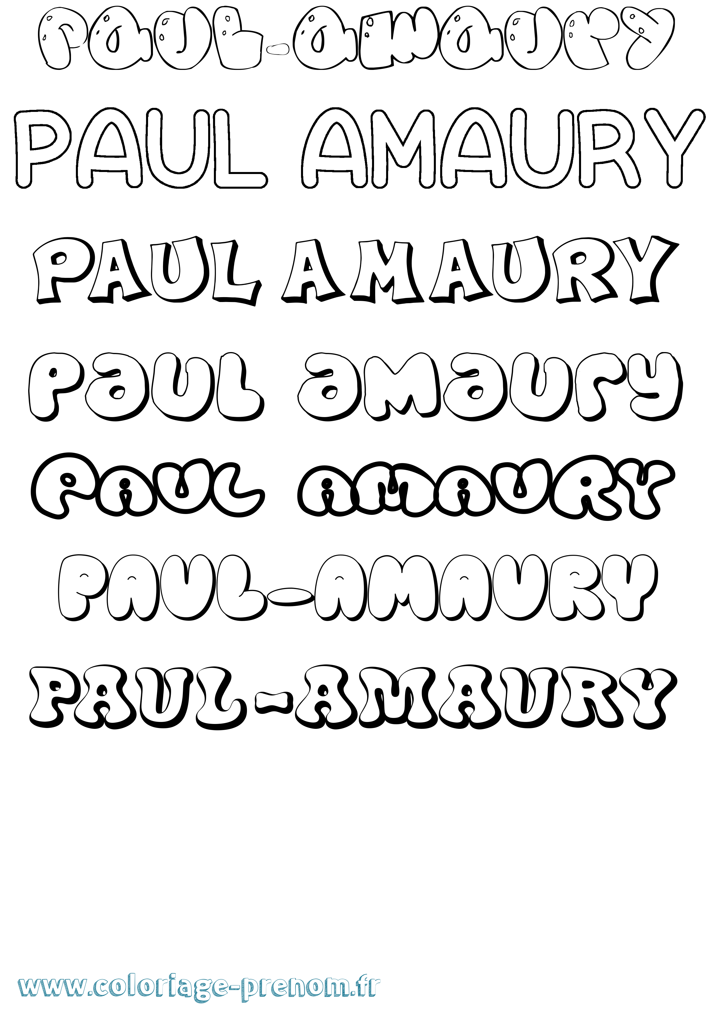 Coloriage prénom Paul-Amaury Bubble