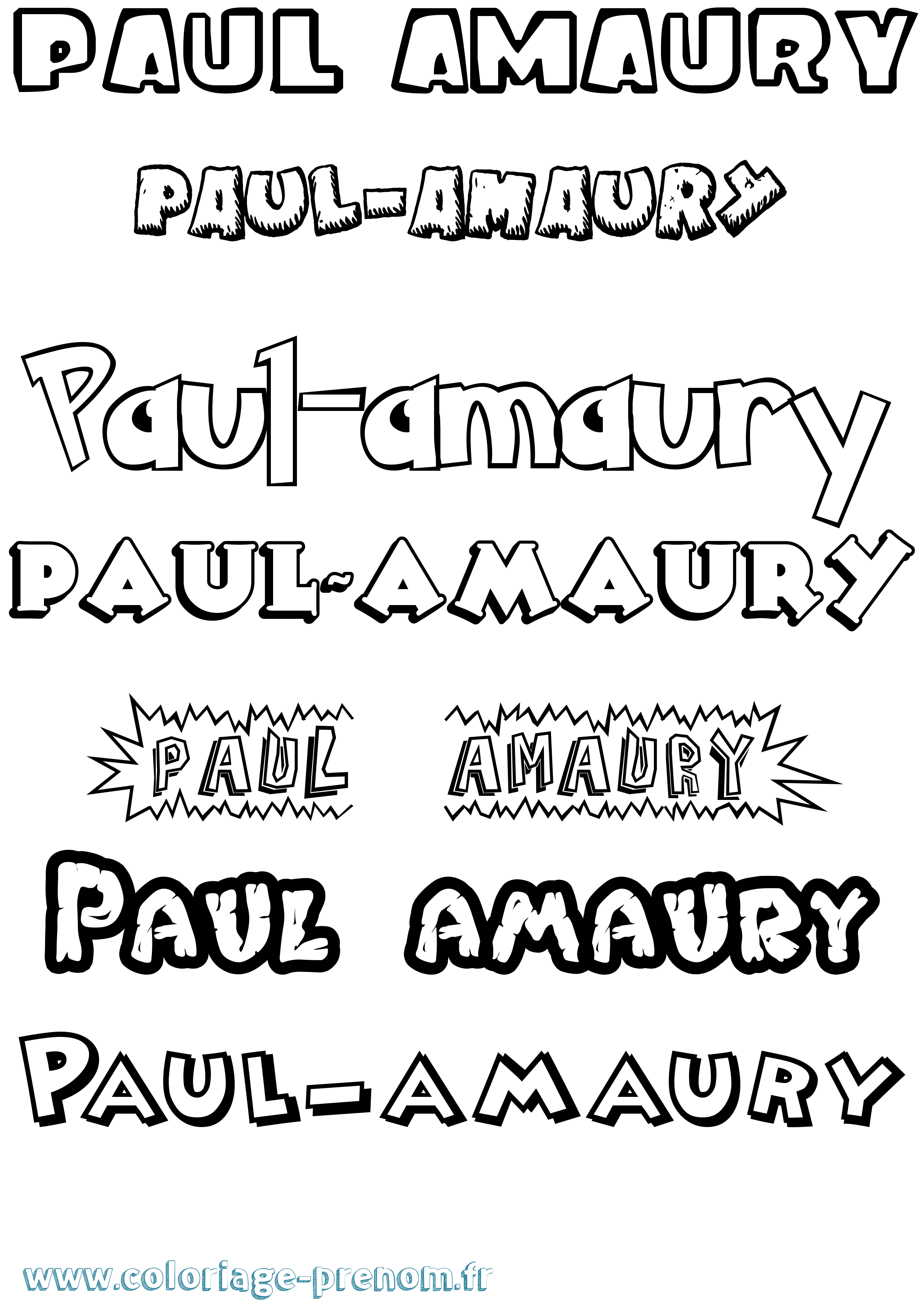 Coloriage prénom Paul-Amaury Dessin Animé