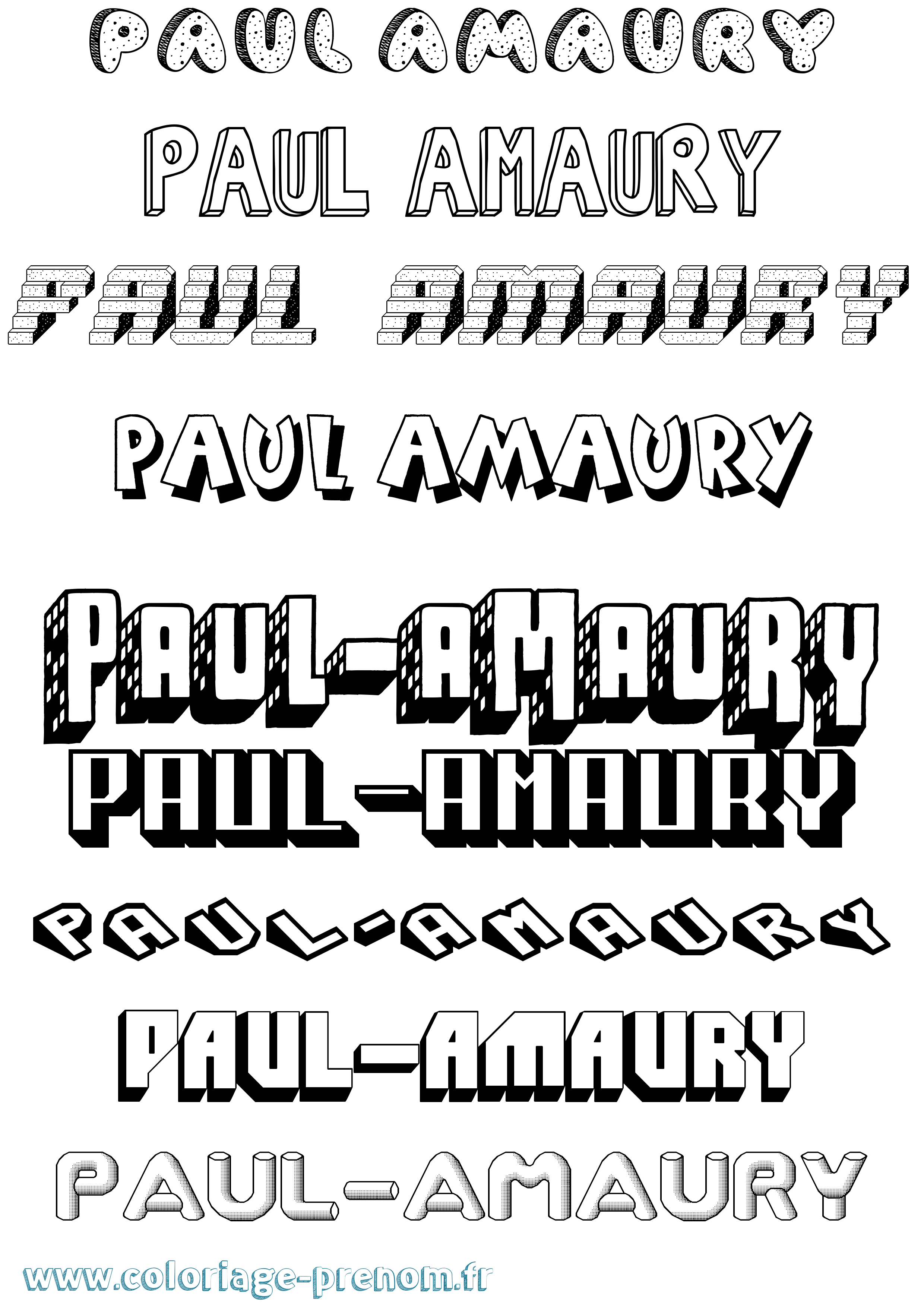 Coloriage prénom Paul-Amaury Effet 3D
