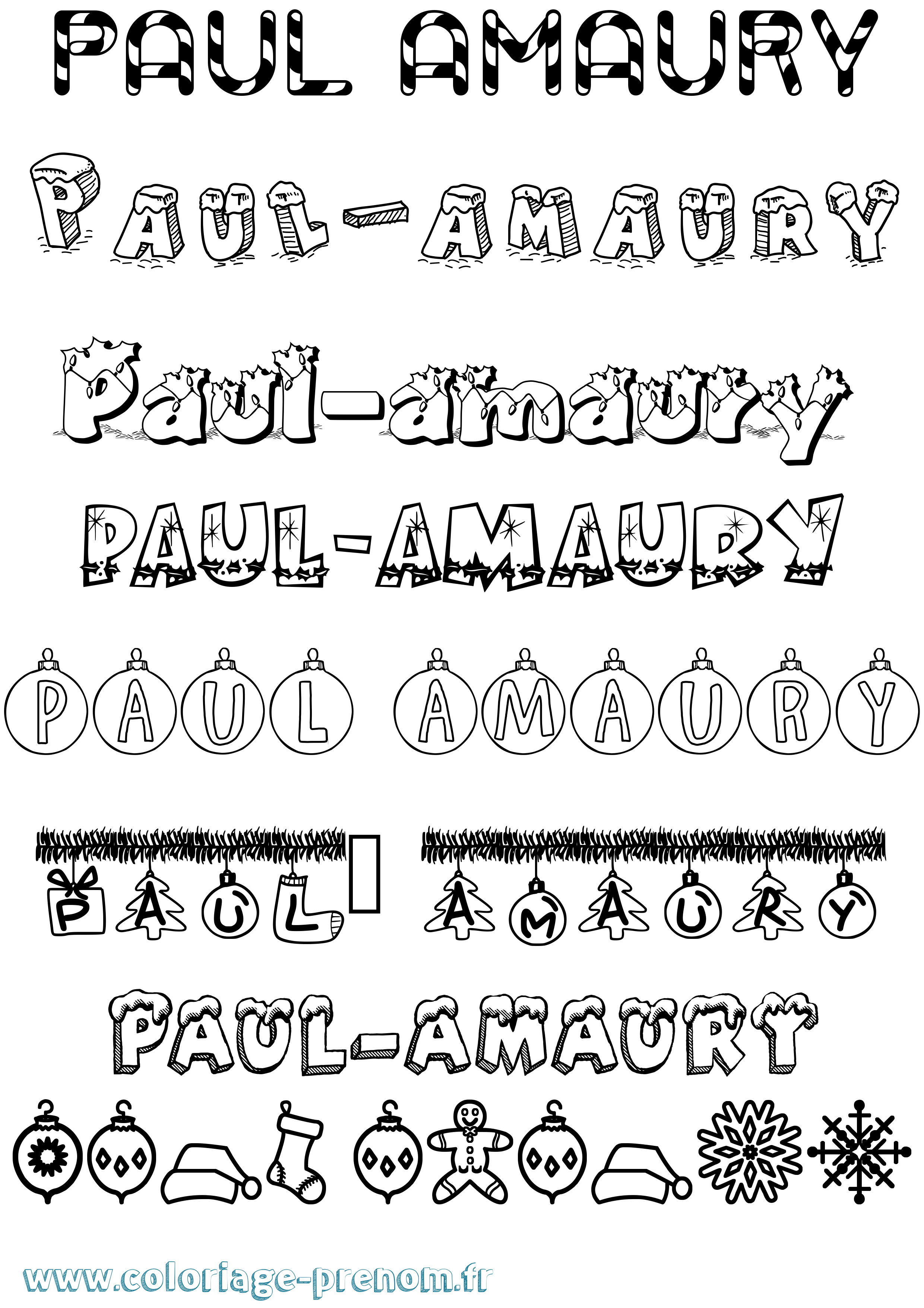 Coloriage prénom Paul-Amaury Noël