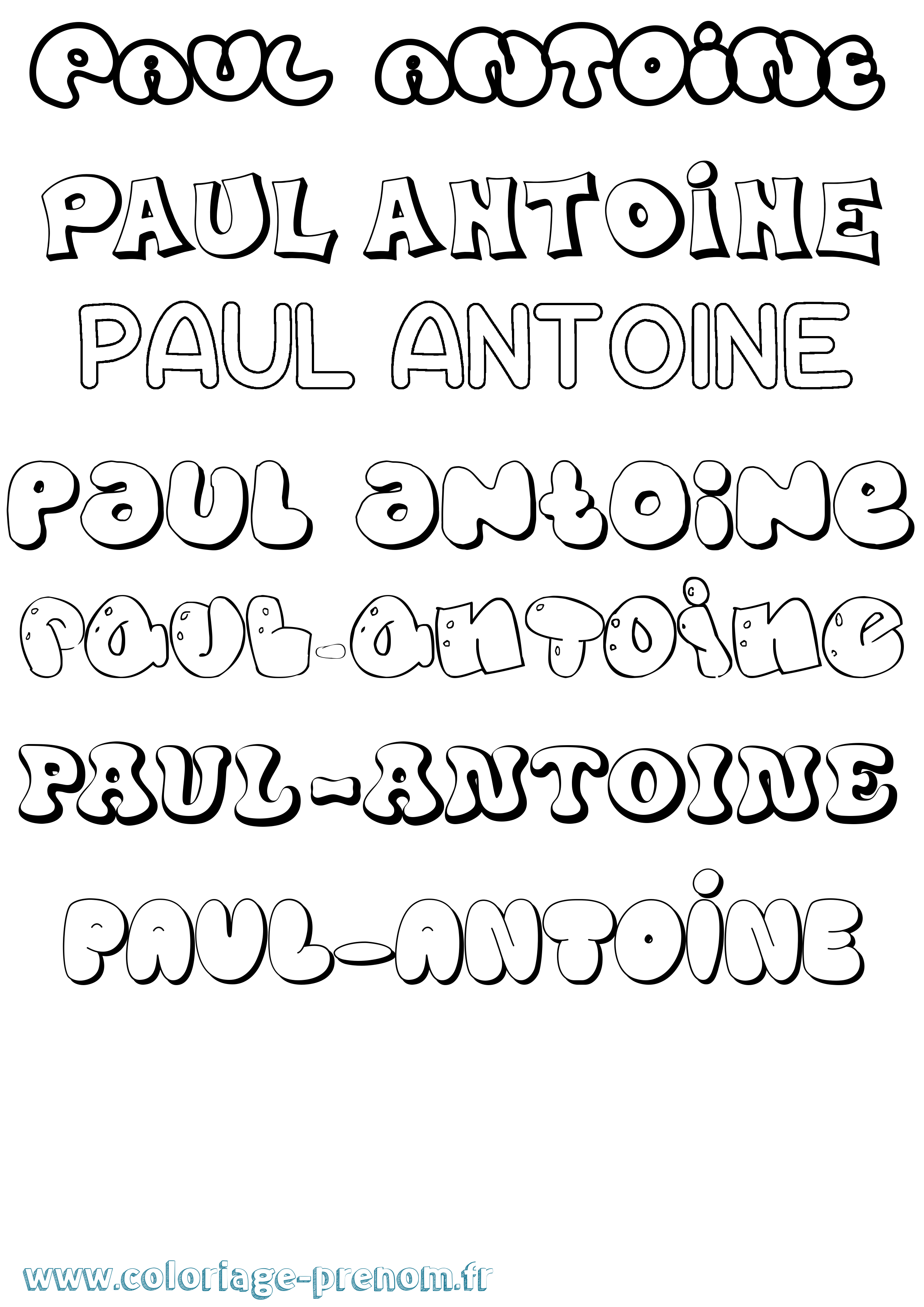 Coloriage prénom Paul-Antoine Bubble