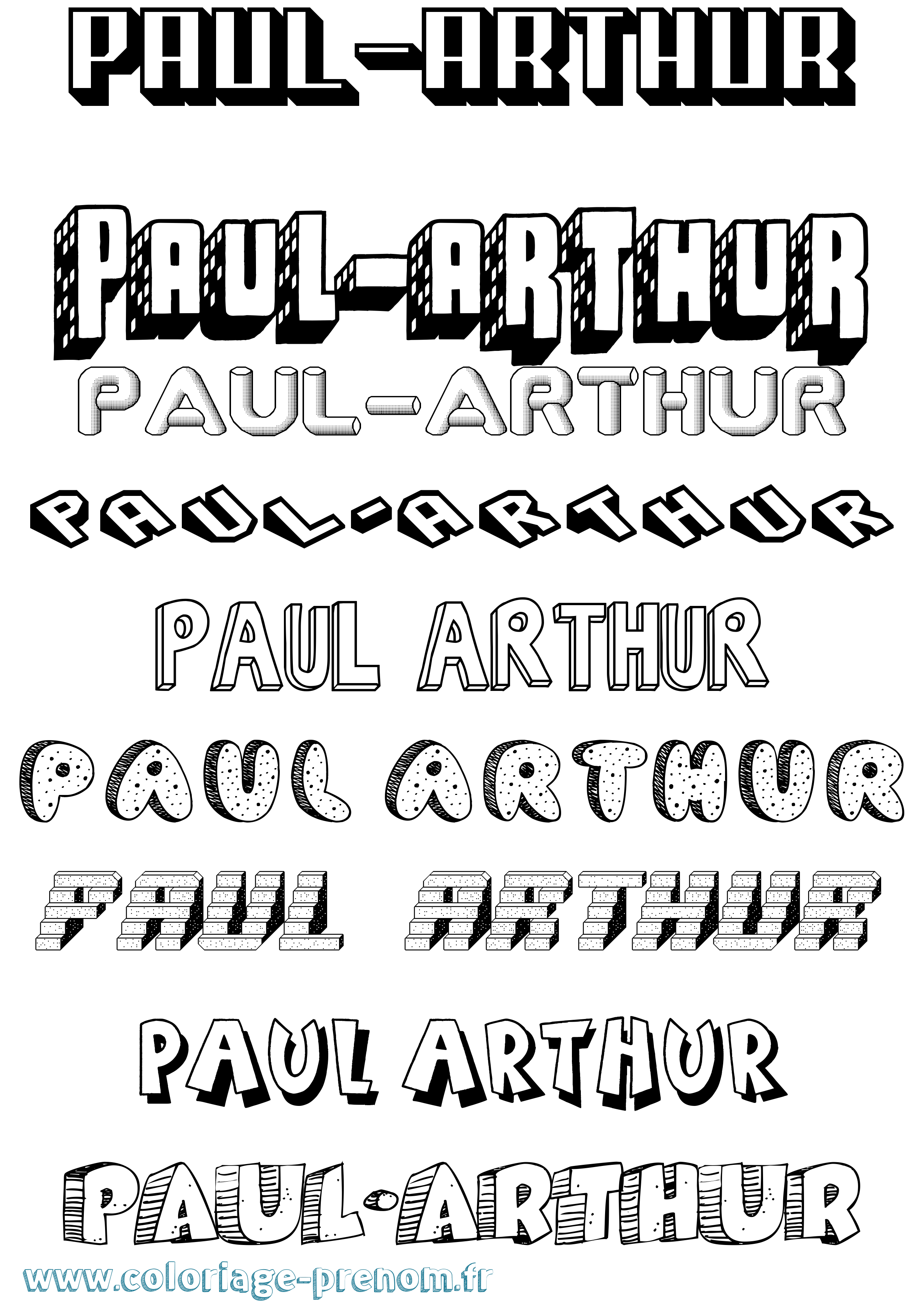 Coloriage prénom Paul-Arthur