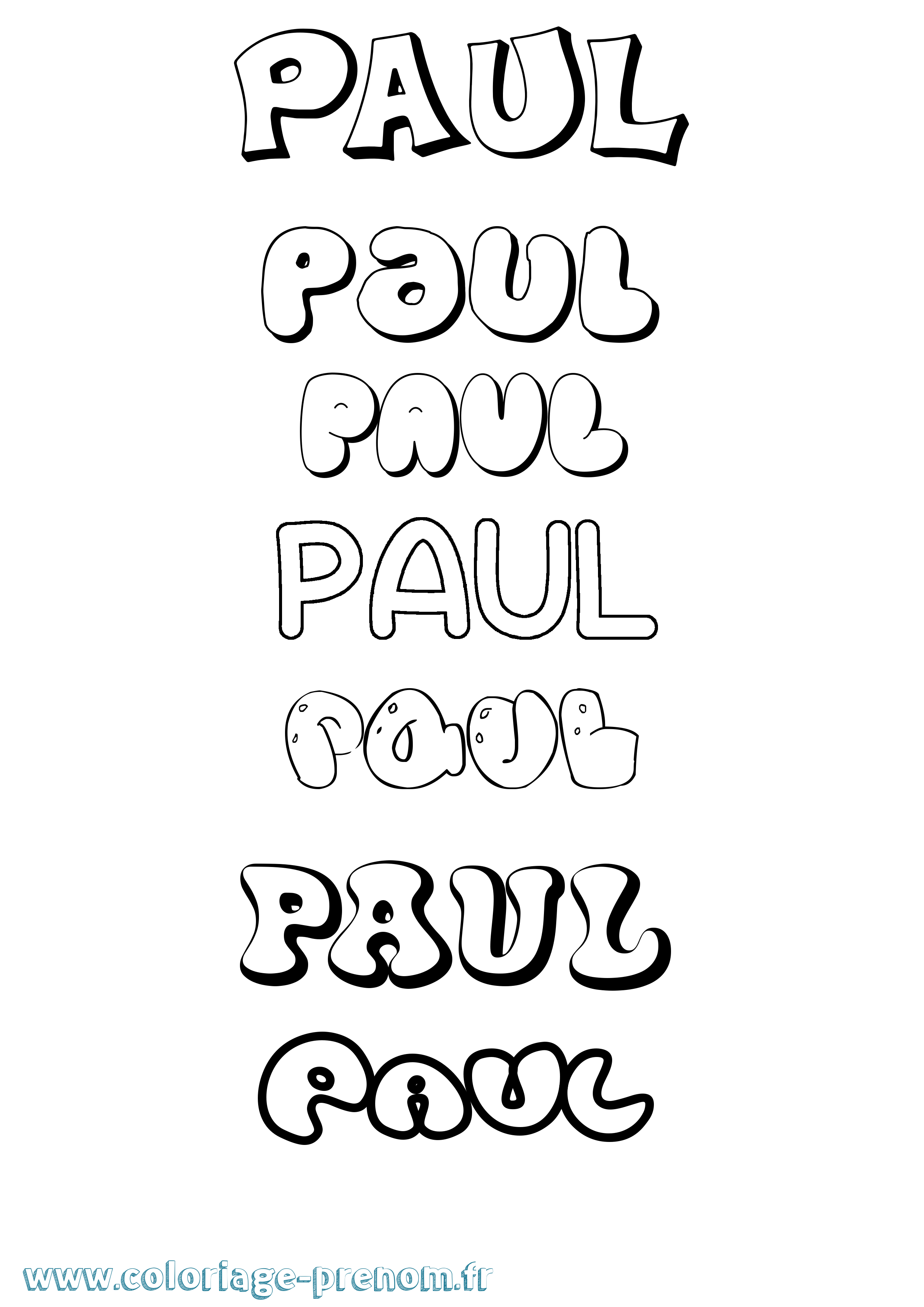 Coloriage prénom Paul Bubble
