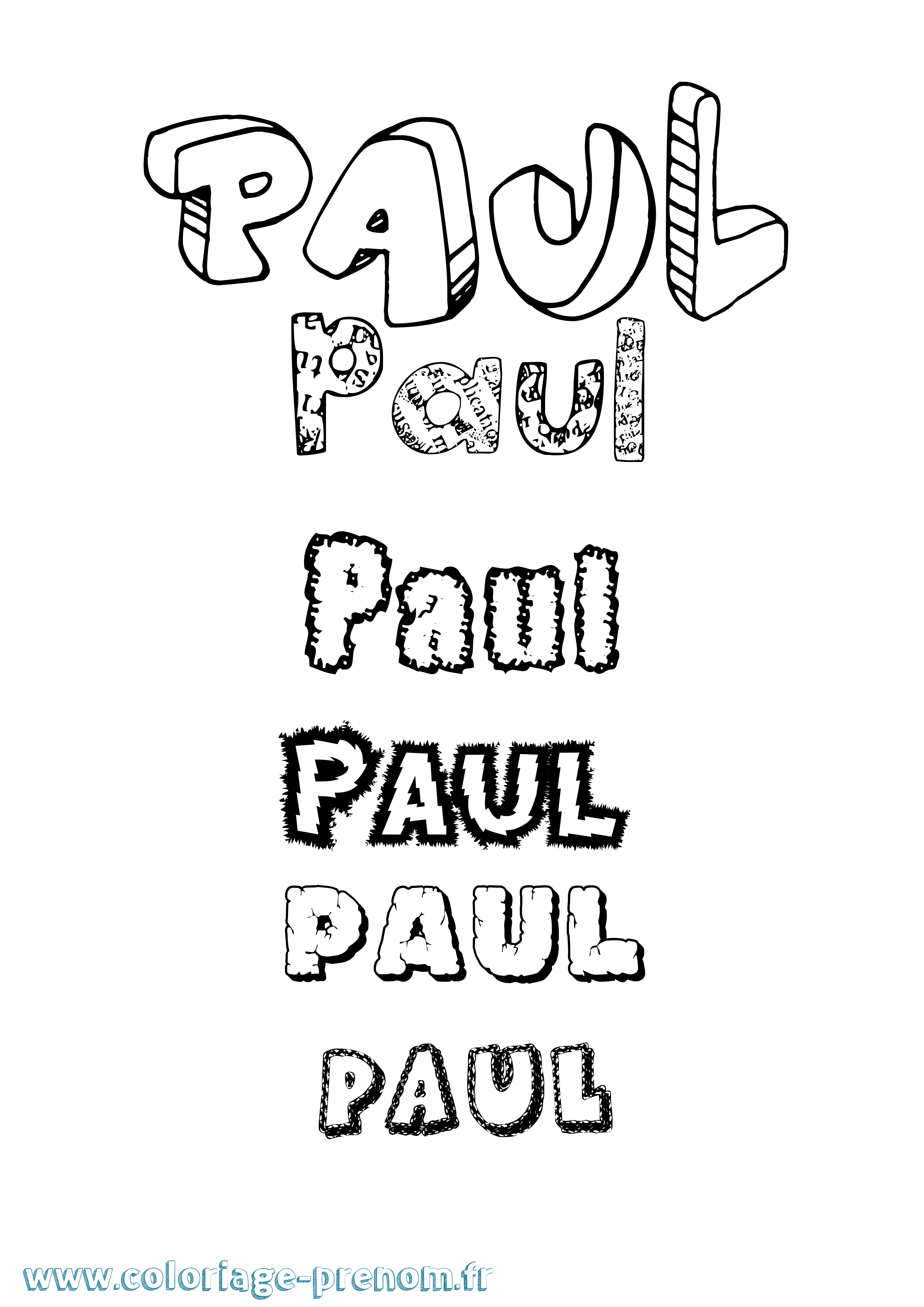 Coloriage prénom Paul Destructuré