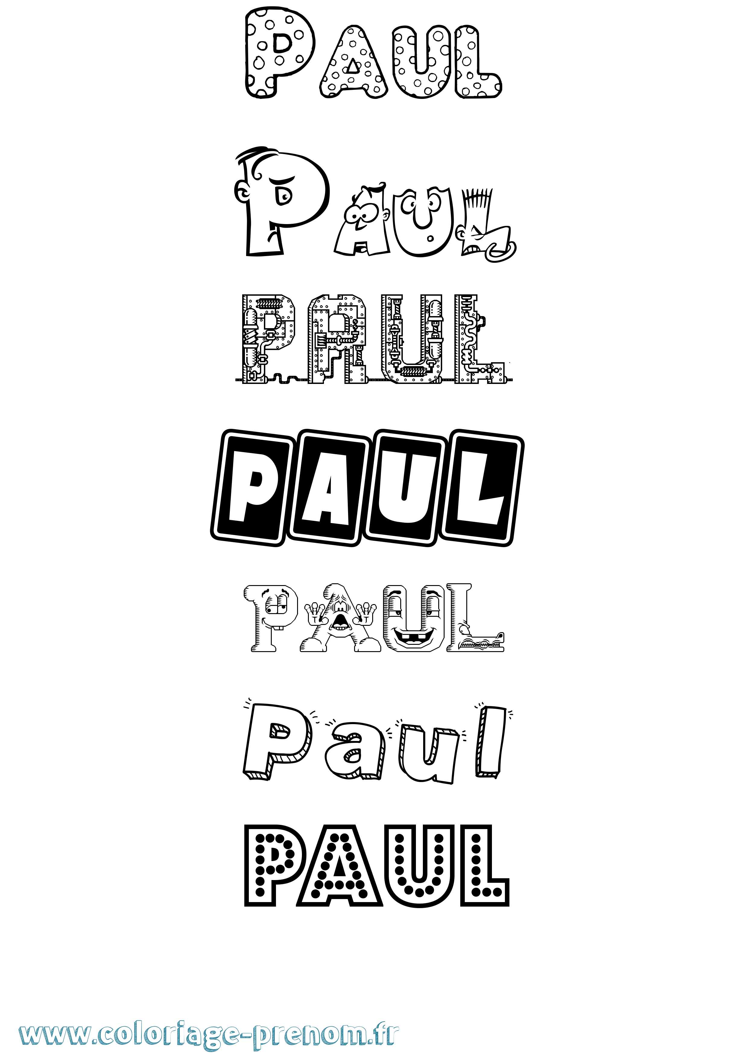 Coloriage prénom Paul Fun